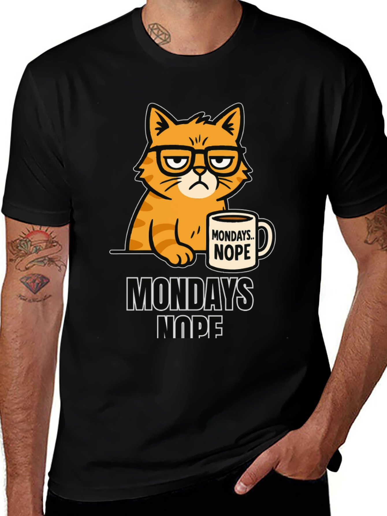 Variant 26 of Mondays Nope Cat T-Shirt Funny Graphic Tee