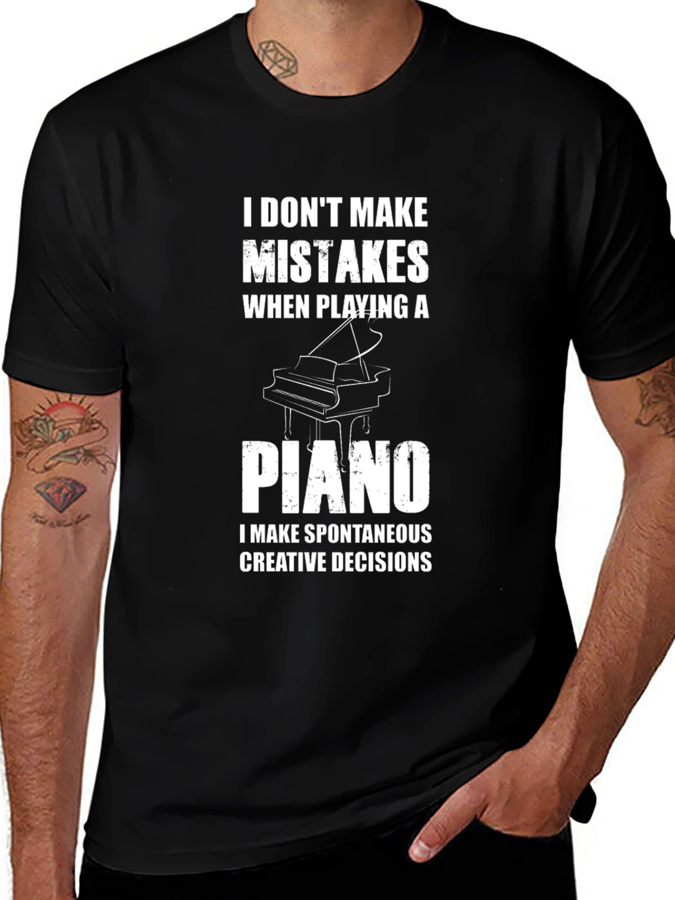 Variant 11 of Piano Player Humor Tee: I Don't Make Mistakes T-Shirt
