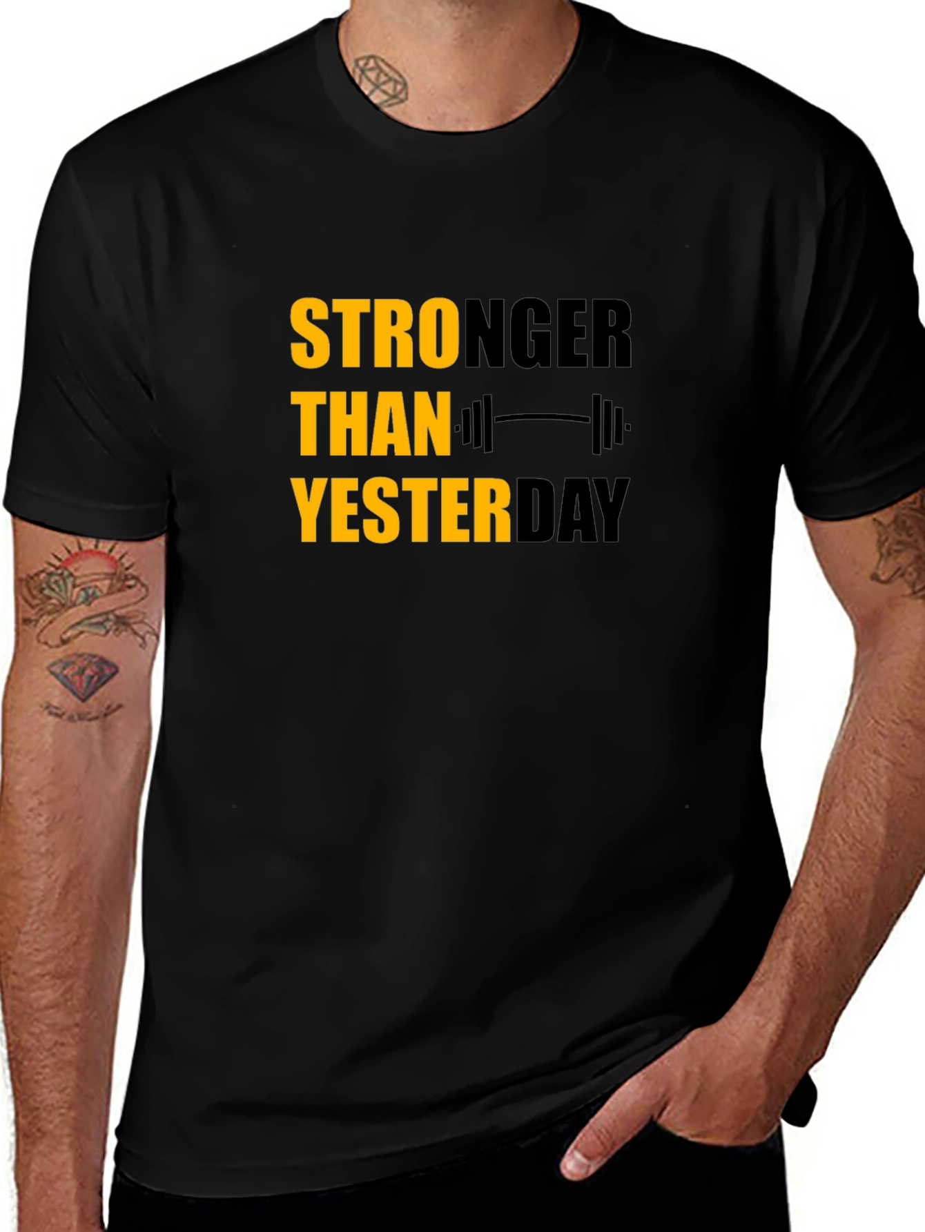 Variant 13 of Stronger Than Yesterday Graphic Tee - Motivational Fitness Shirt