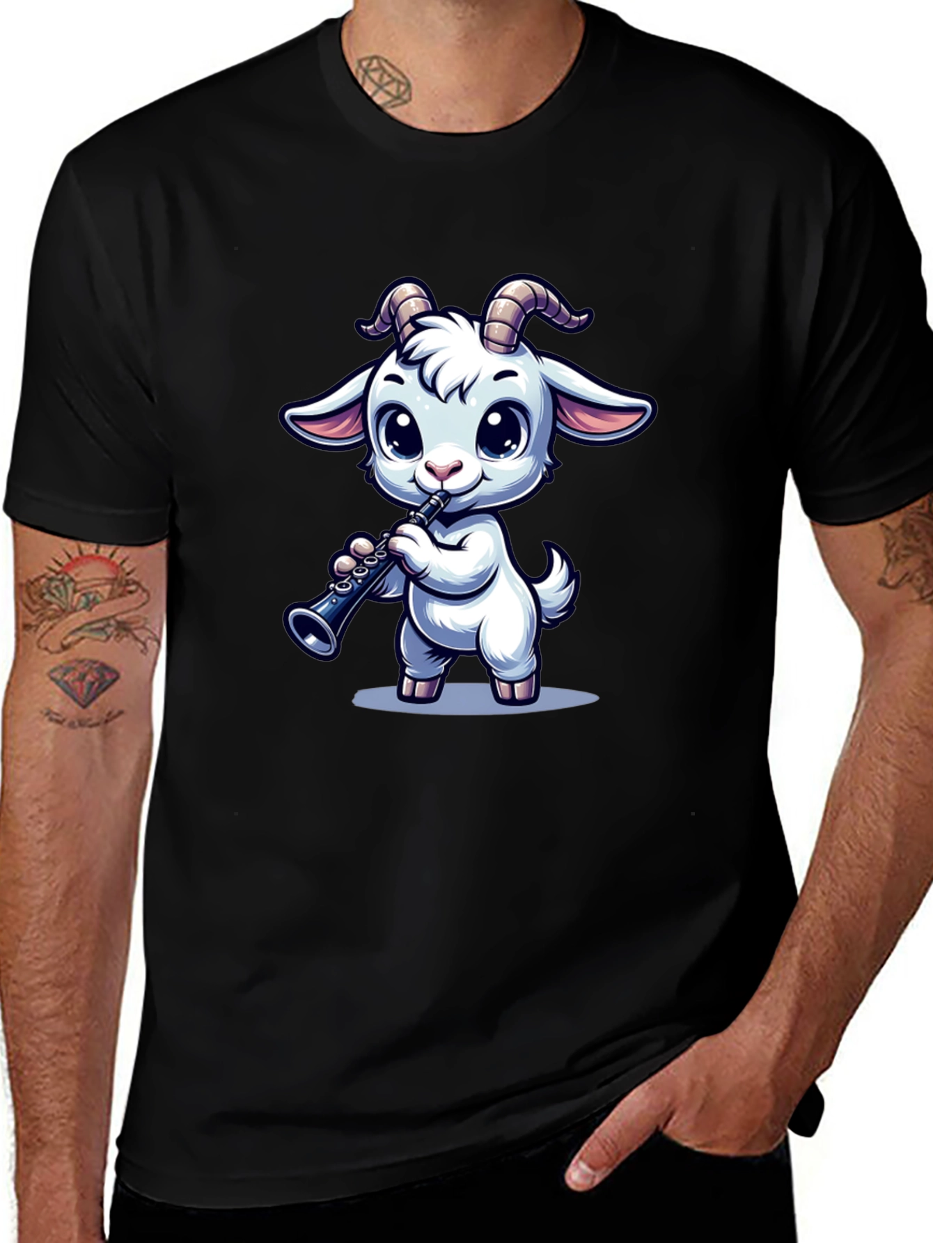 Variant 11 of Goat Clarinet Cartoon T-Shirt