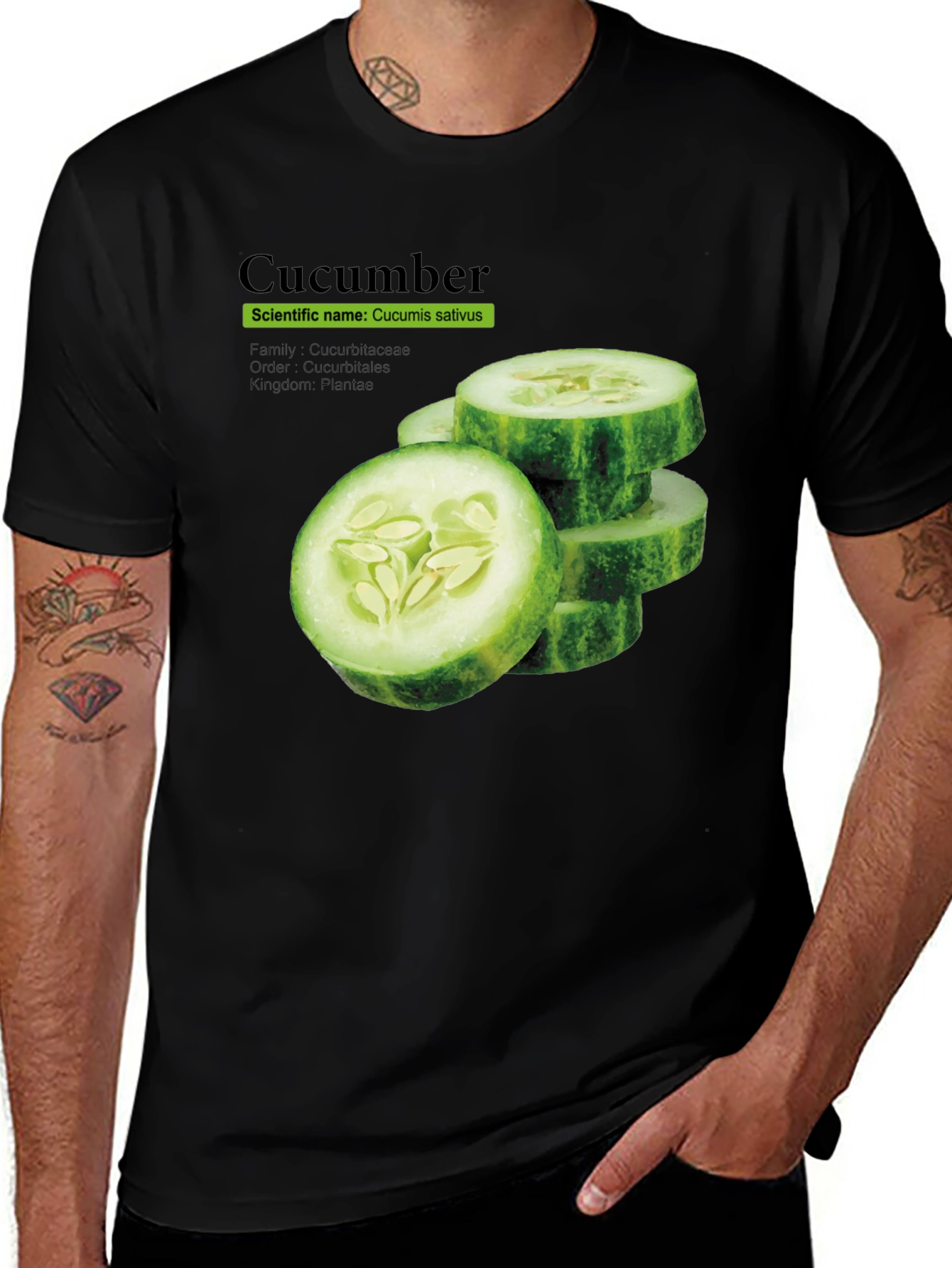 Cucumber Graphic T-Shirt - Black Cotton Tee