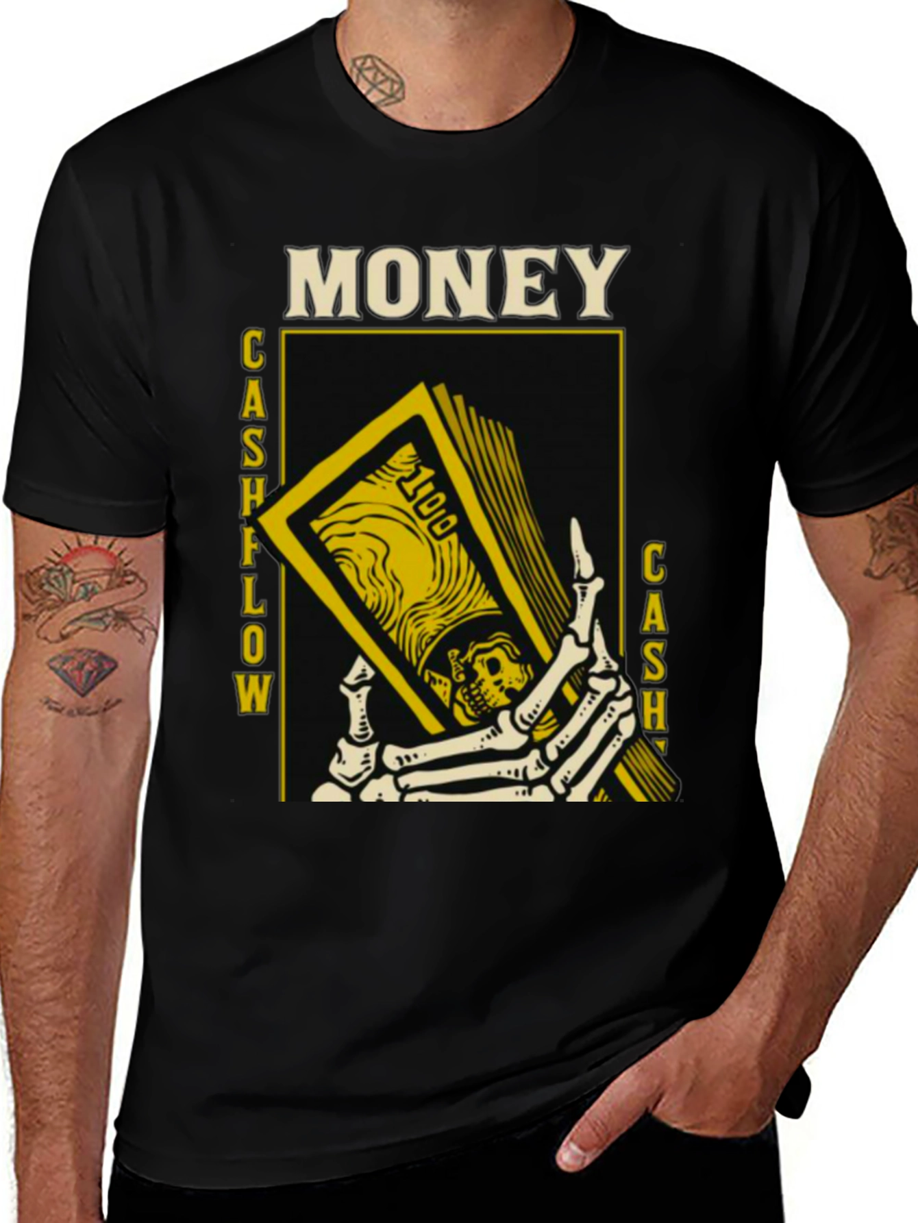 Variant 3 of Money Cashflow Skeleton Hand T-Shirt