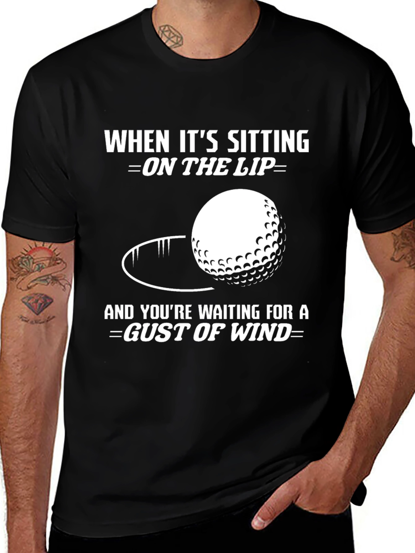 Variant 30 of Golf Humor T-Shirt - On the Lip Gust of Wind
