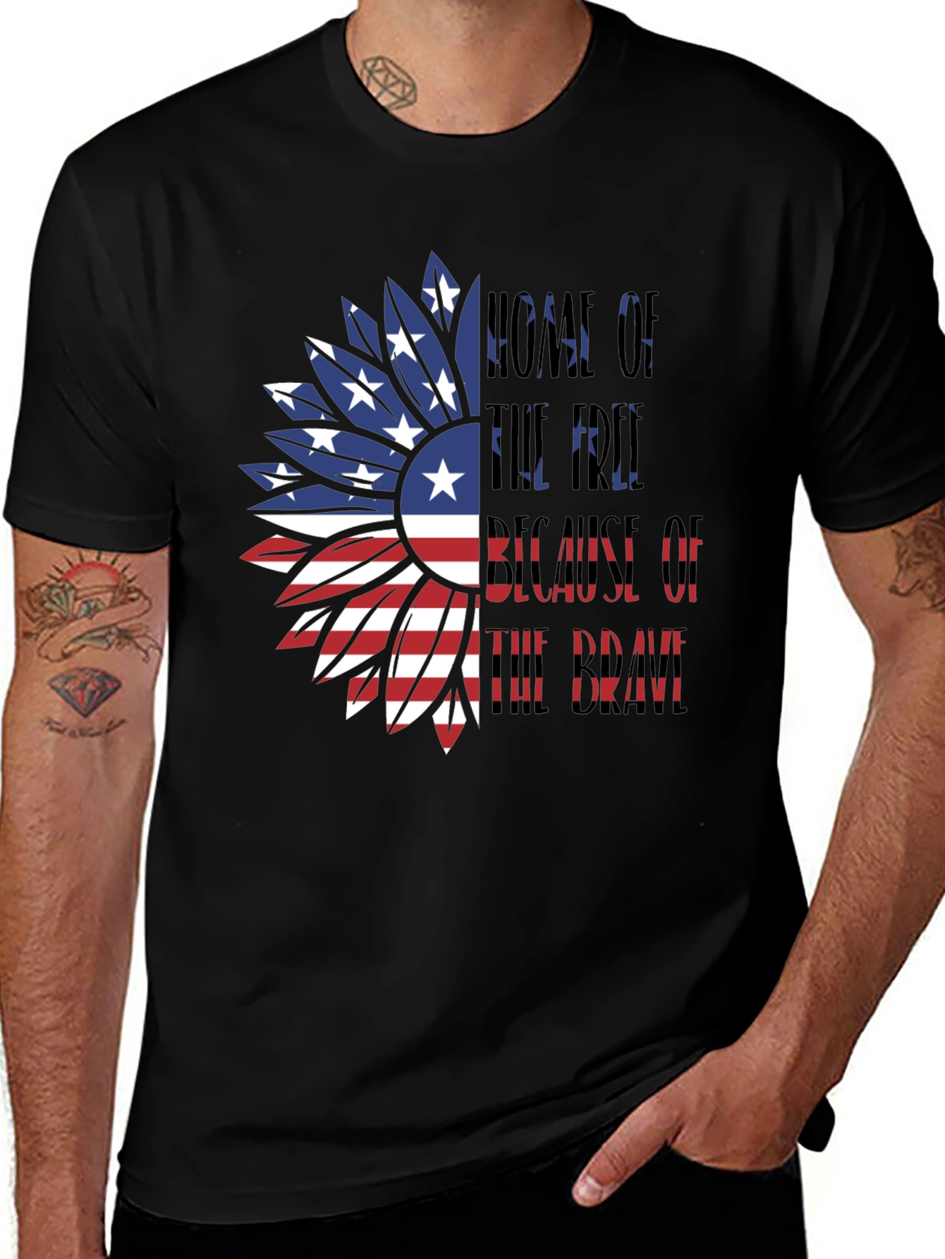 Variant 22 of Patriotic Sunflower USA Flag Graphic T-Shirt