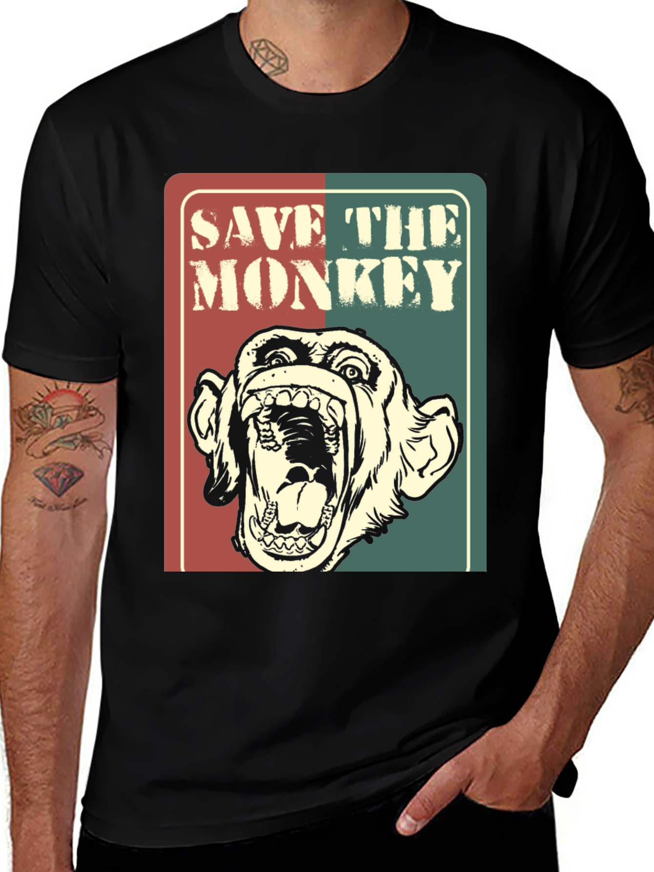 Variant 7 of Save The Monkey Graphic T-Shirt - Retro Style Tee