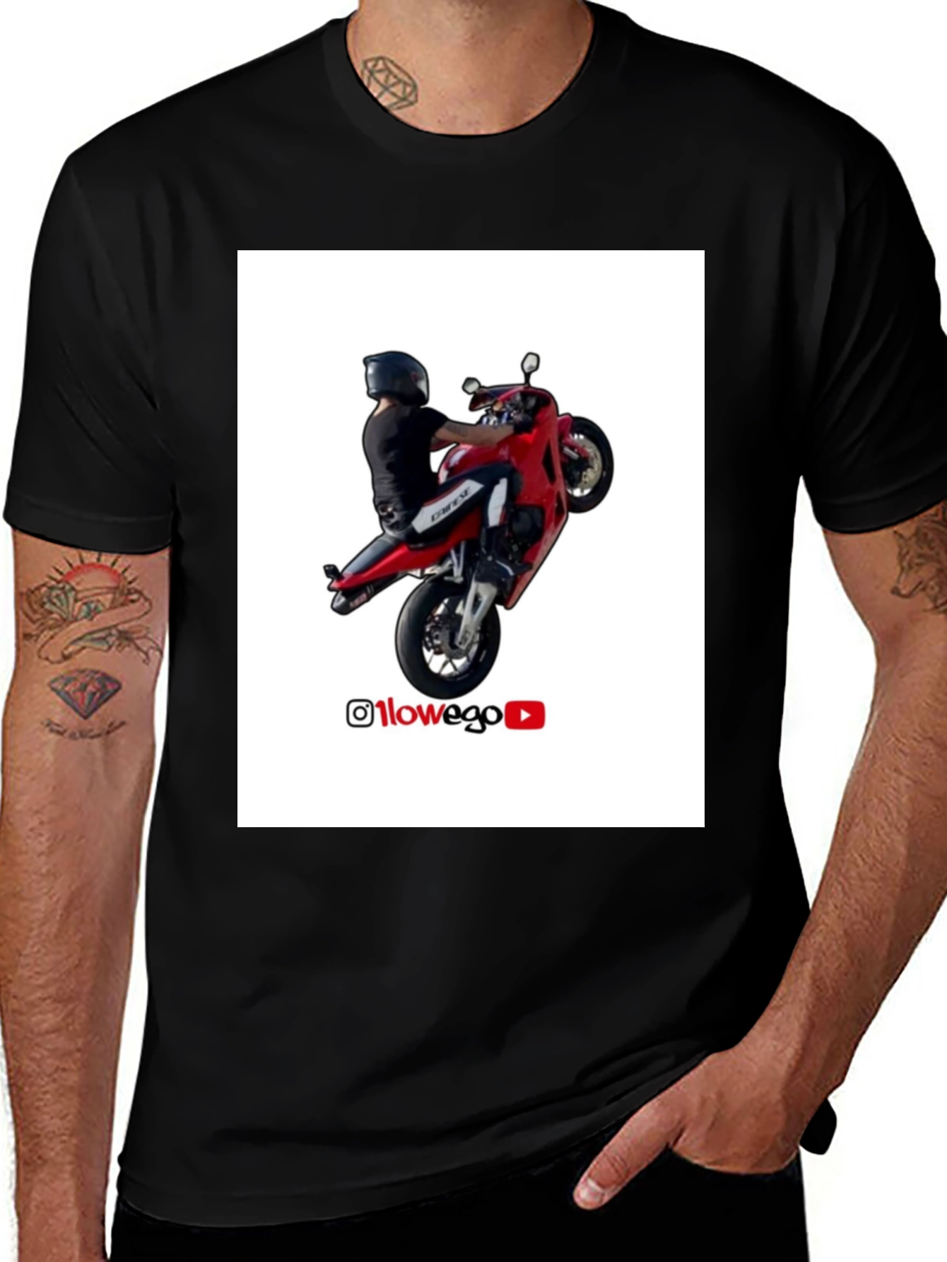 Variant 23 of Motorcycle Rider T-Shirt - Wheelie Design