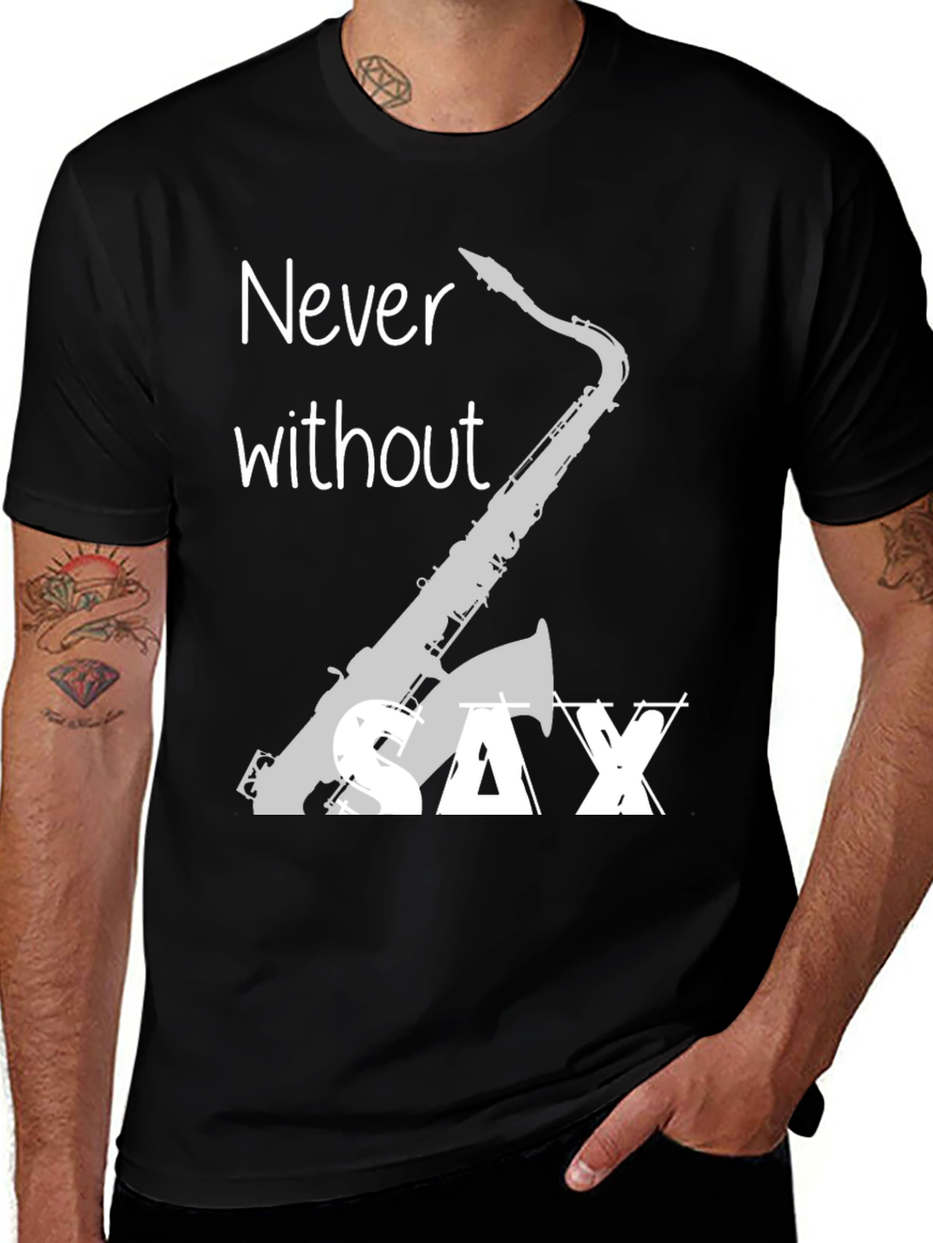 Variant 26 of Never Without Sax T-Shirt - Music Lover Tee