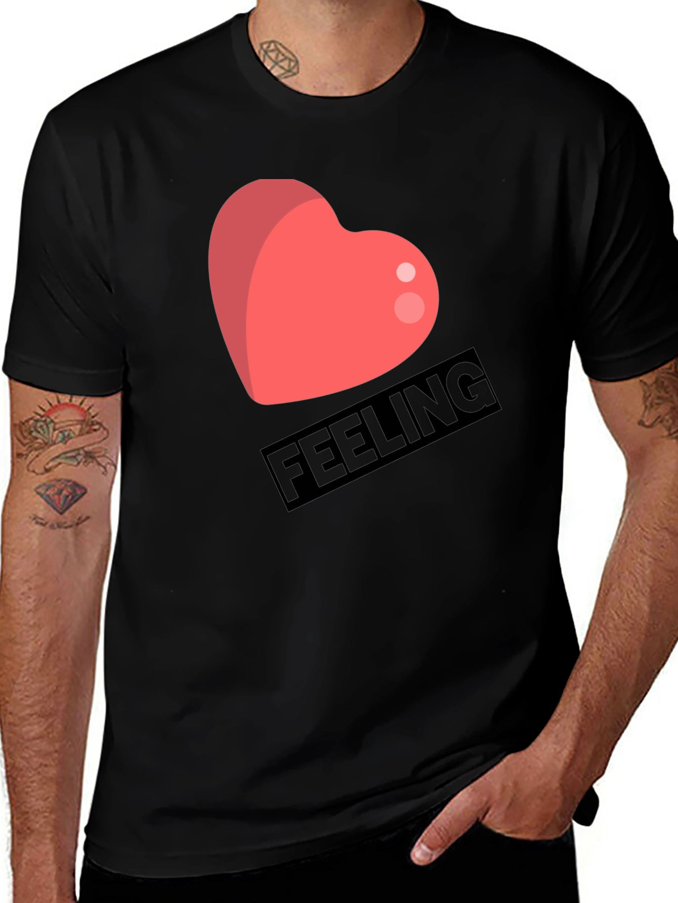 Variant 29 of Feeling Heart Graphic Tee - Soft Cotton Blend Casual Shirt