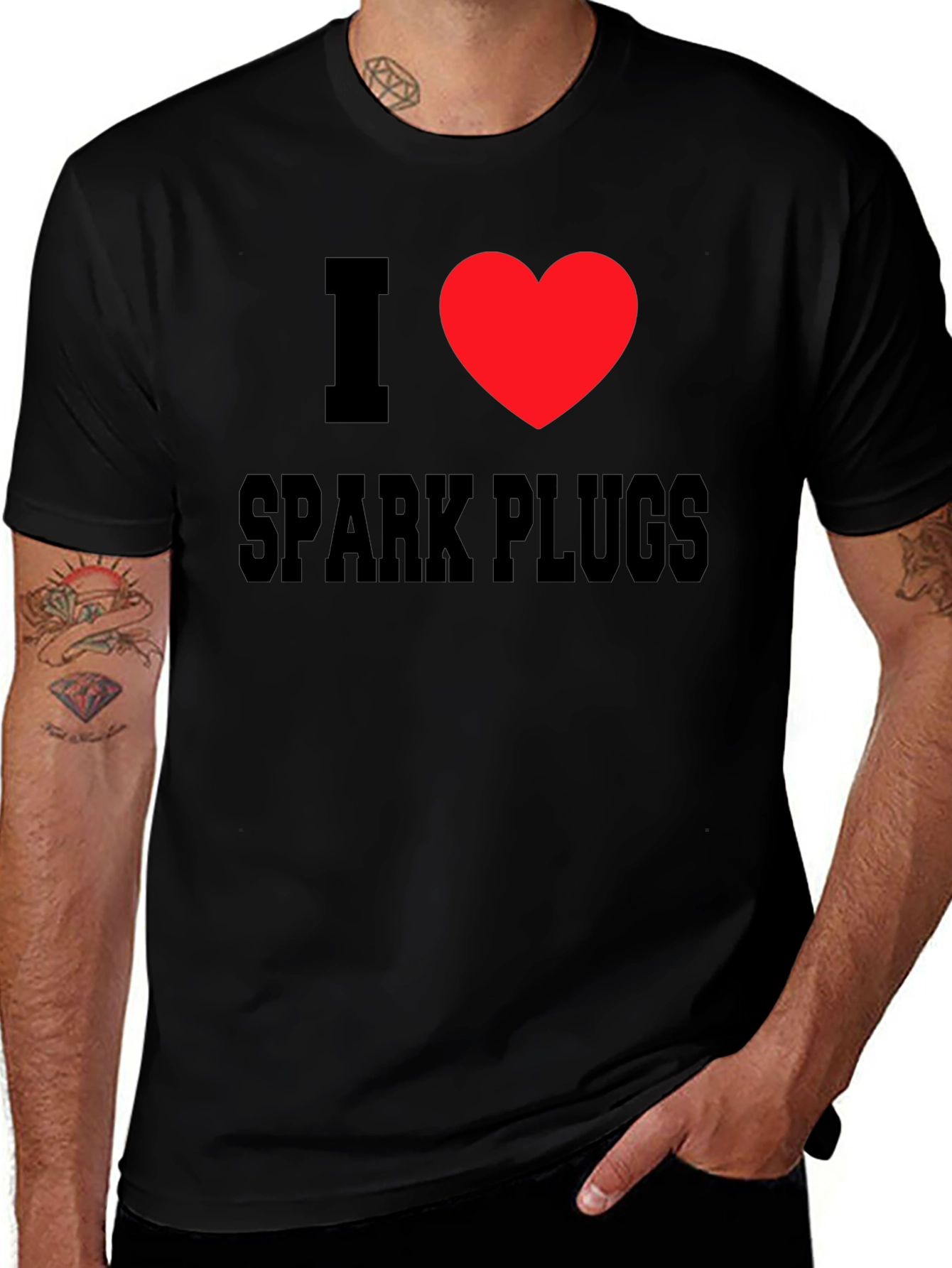 Variant 23 of I Love Spark Plugs T-Shirt - Black