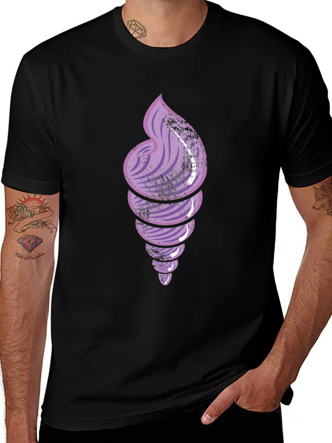 Variant 19 of Spiral Shell Graphic Tee - Black Cotton T-Shirt