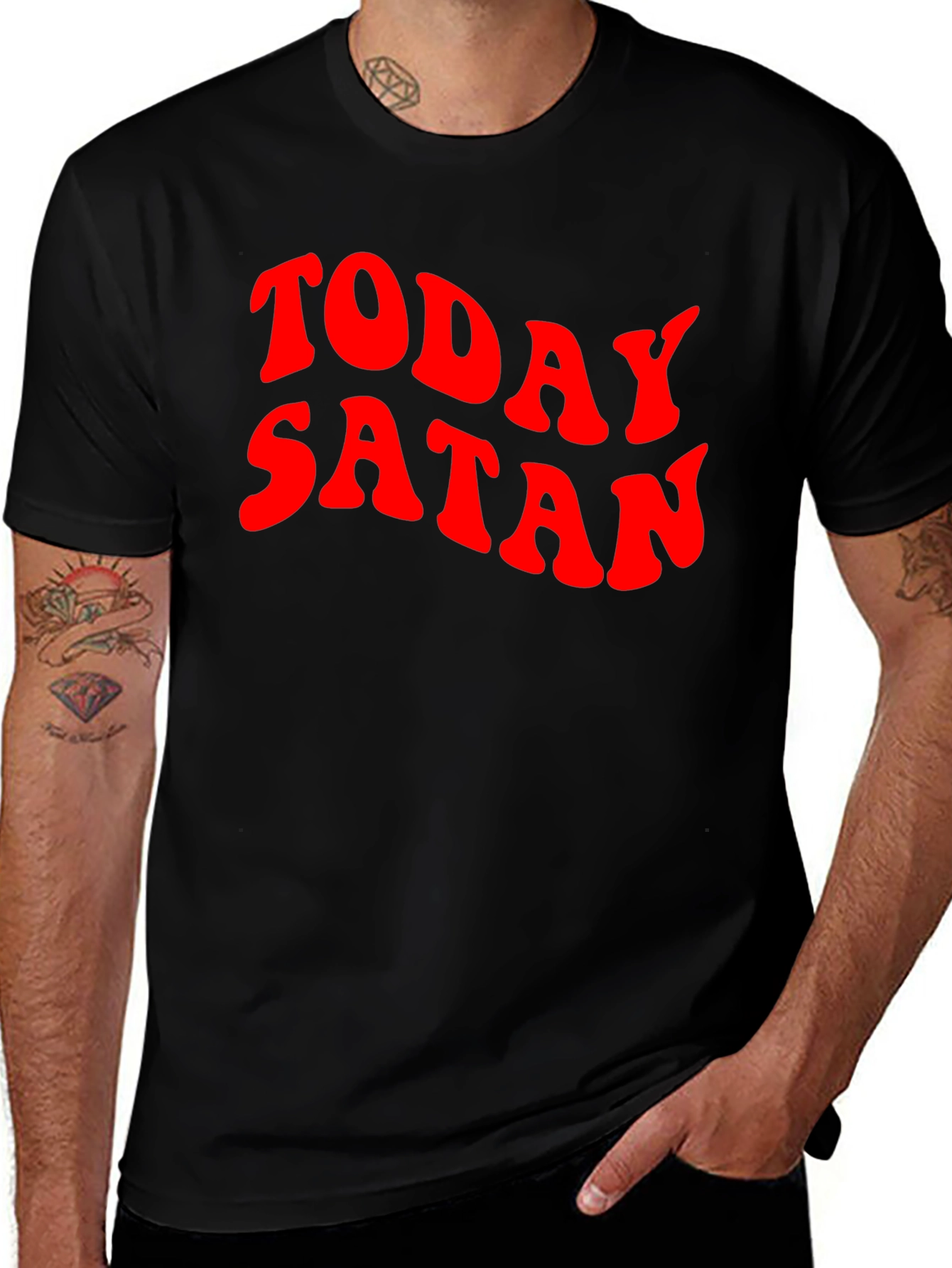 Variant 18 of Today Satan Graphic Tee - Black Cotton T-Shirt