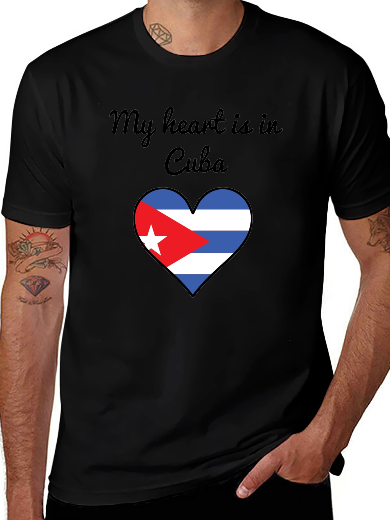 Cuba Heart Flag Graphic T-Shirt
