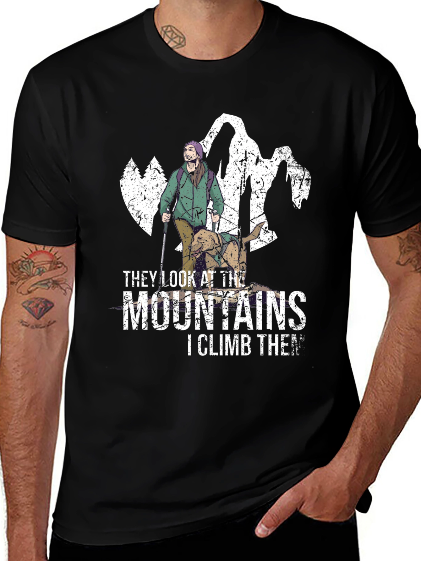 Variant 18 of Hiking Graphic T-Shirt - They Look at the Mountains