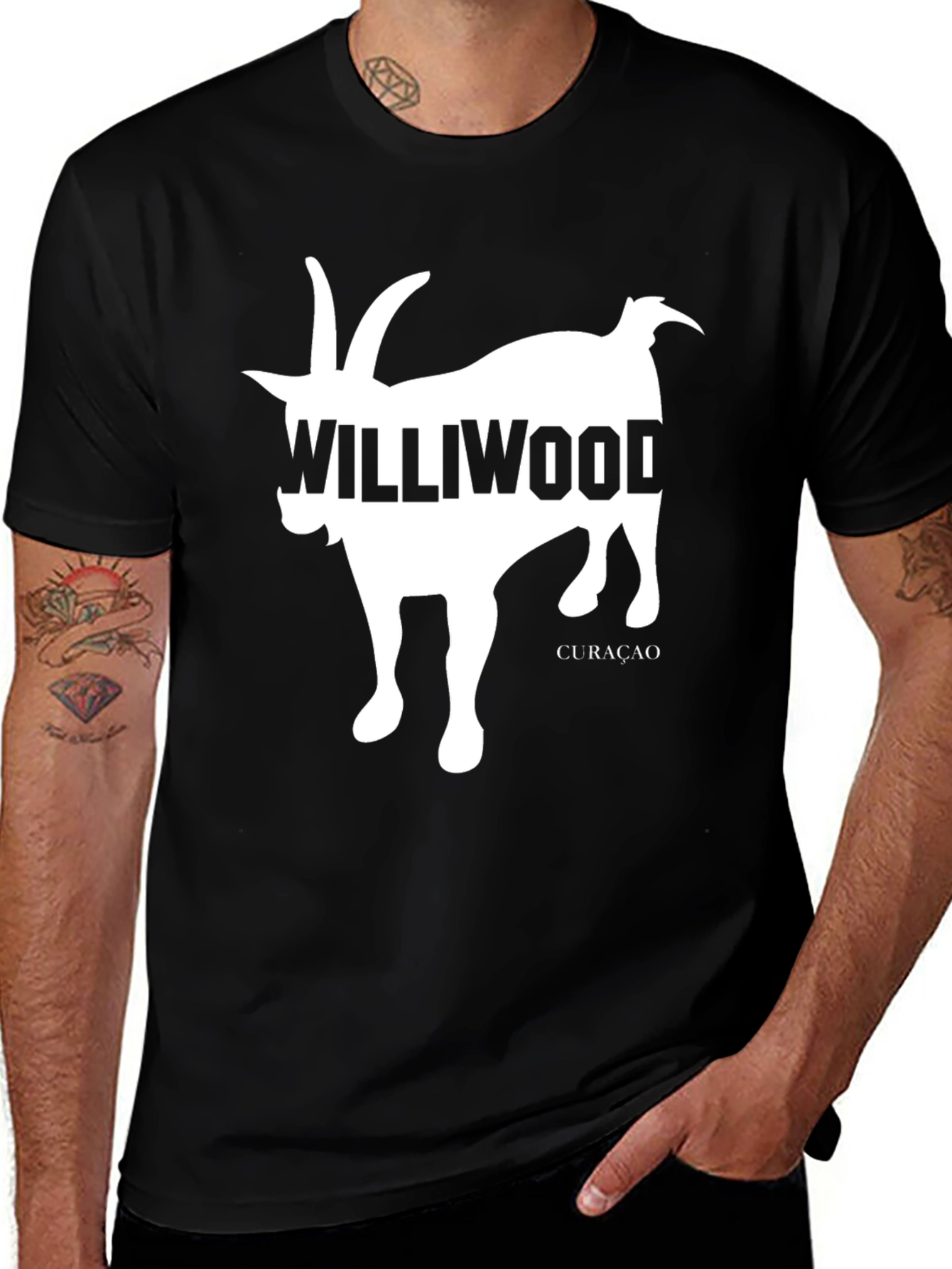 Williwood Goat Graphic Tee - Curacao Souvenir T-Shirt