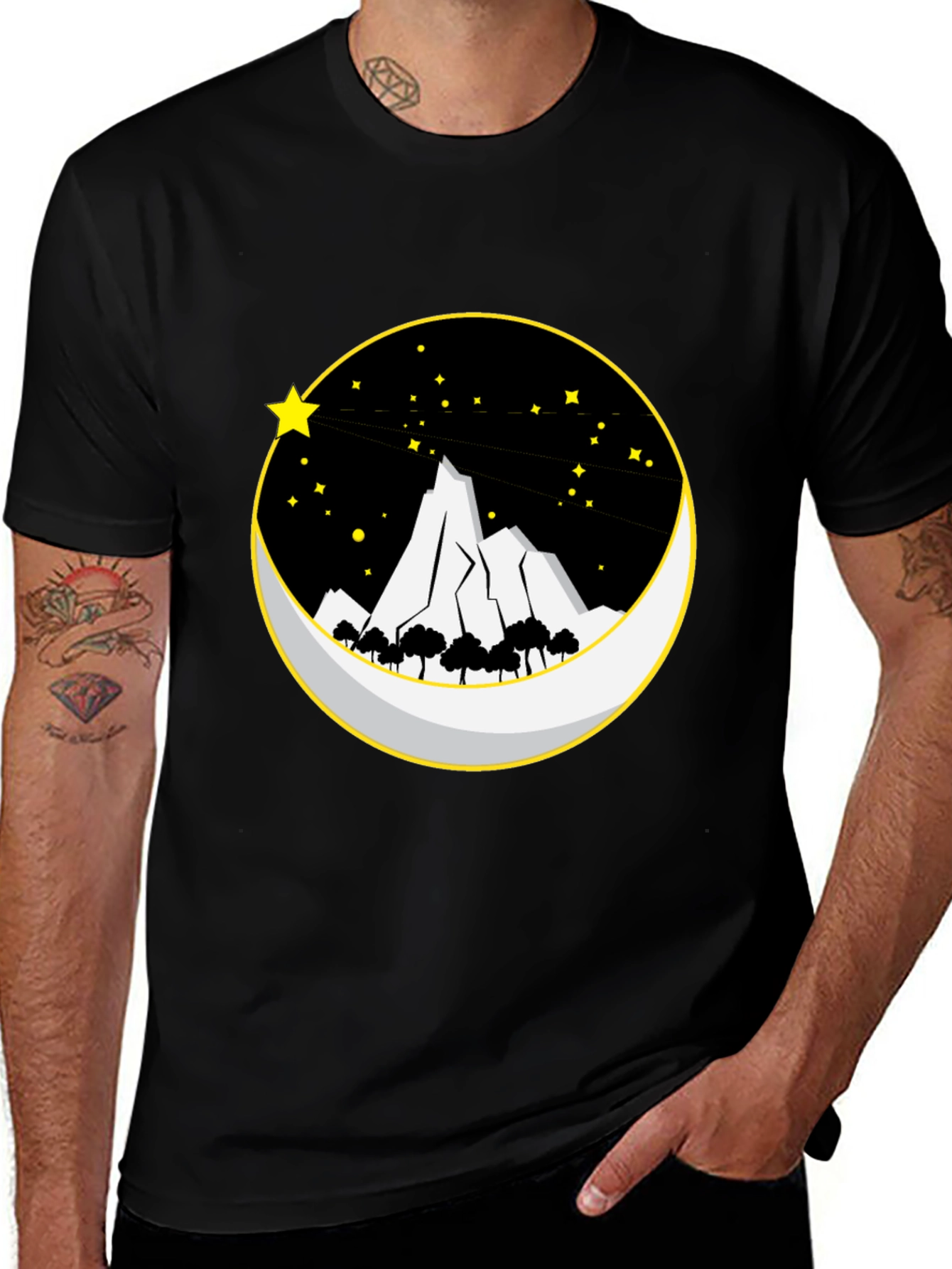 Variant 17 of Mountain Moon Starry Night Graphic Tee