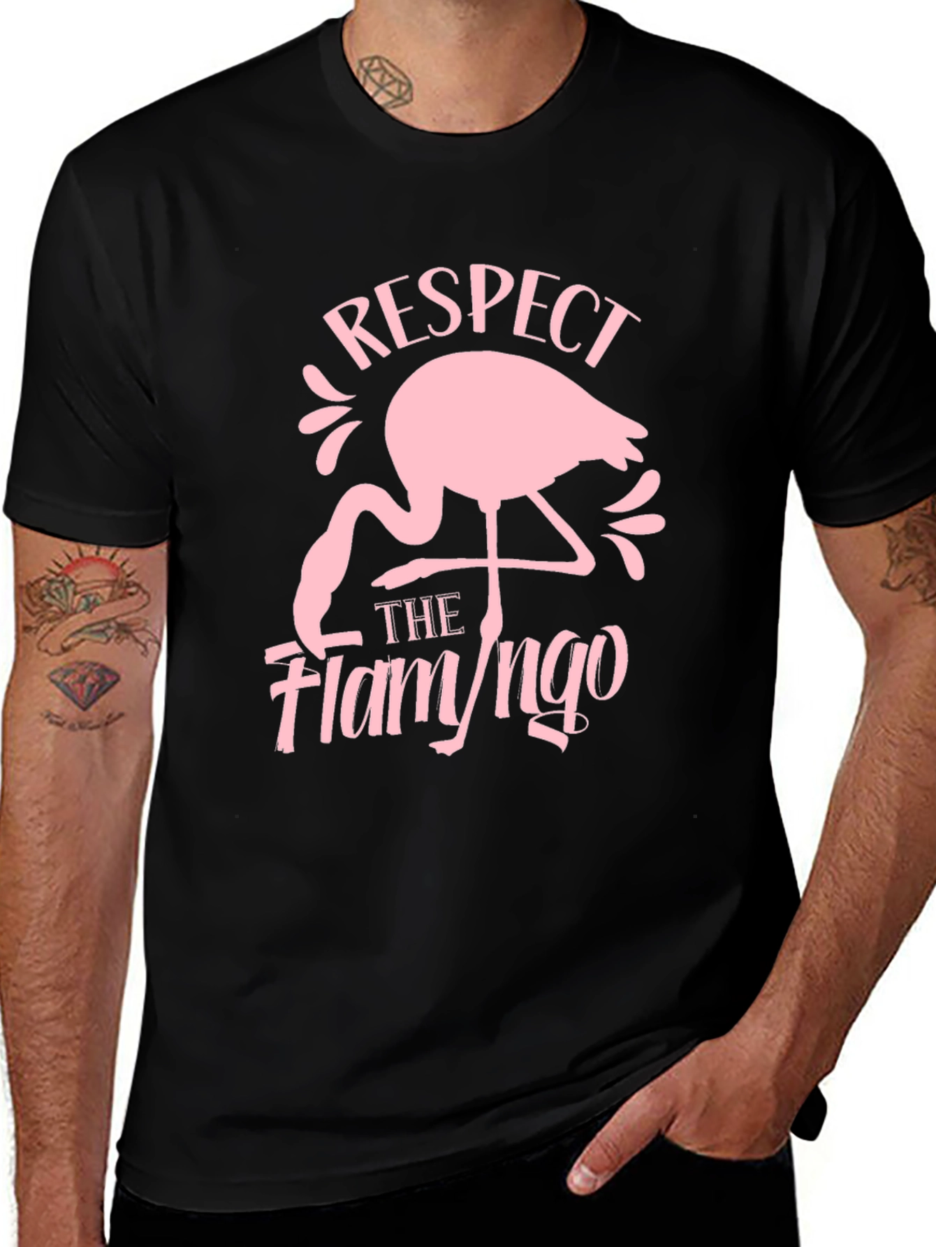 Variant 16 of Respect the Flamingo Black Graphic Tee