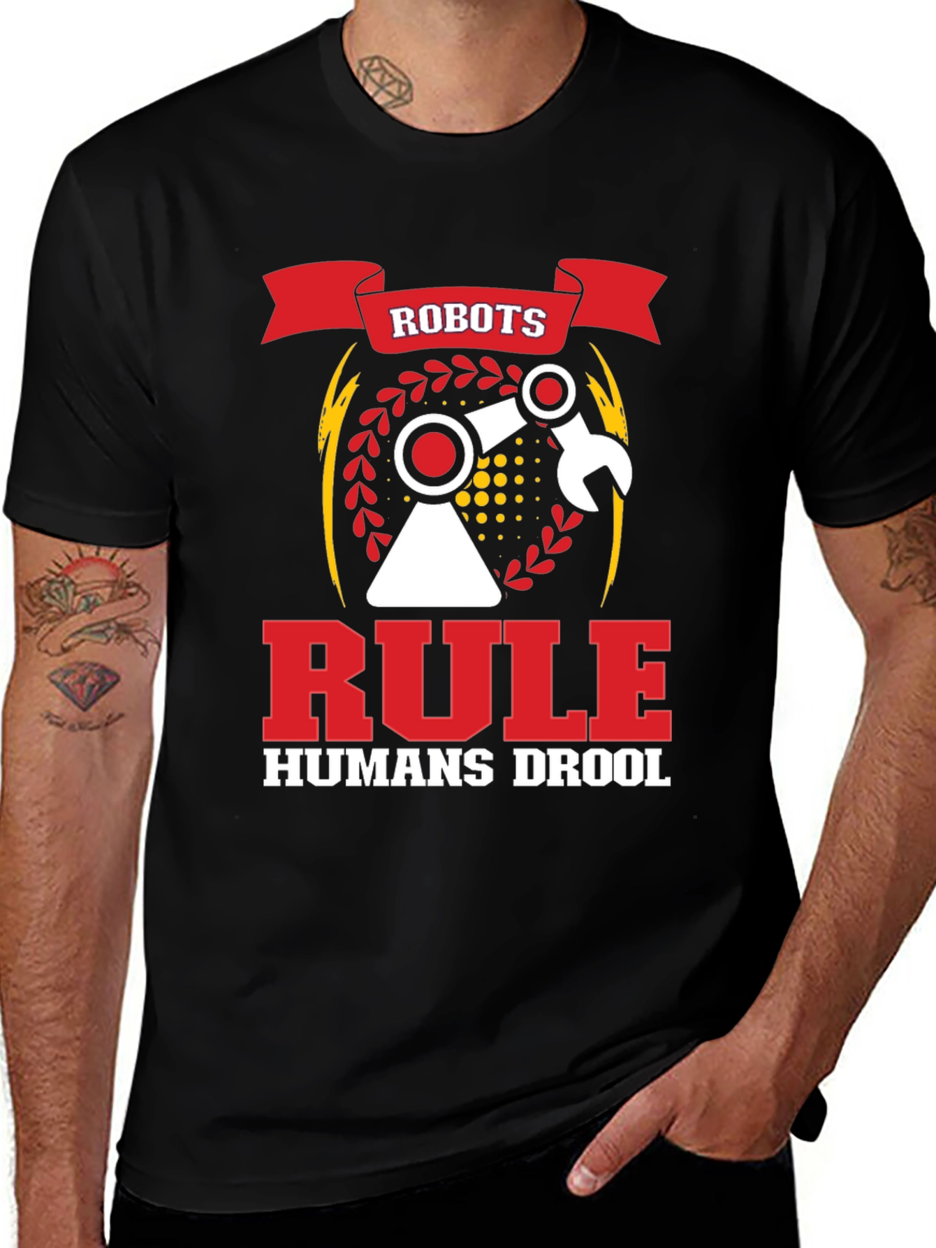 Variant 25 of Robots Rule Humor T-Shirt 