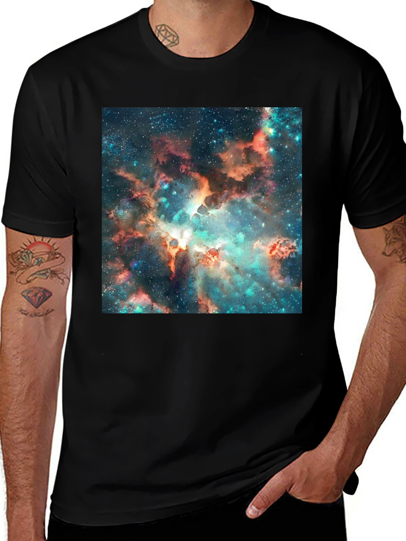 Variant 29 of Nebula Print Black T-Shirt