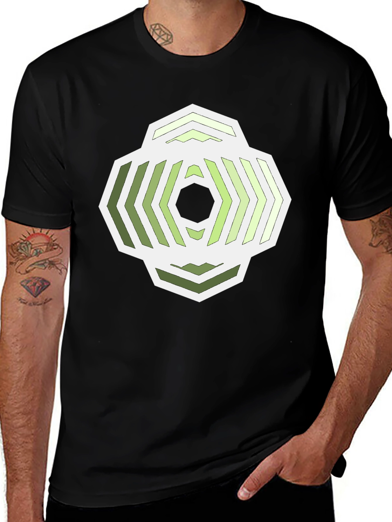 Variant 14 of Geometric Pattern Black T-Shirt - Modern Style