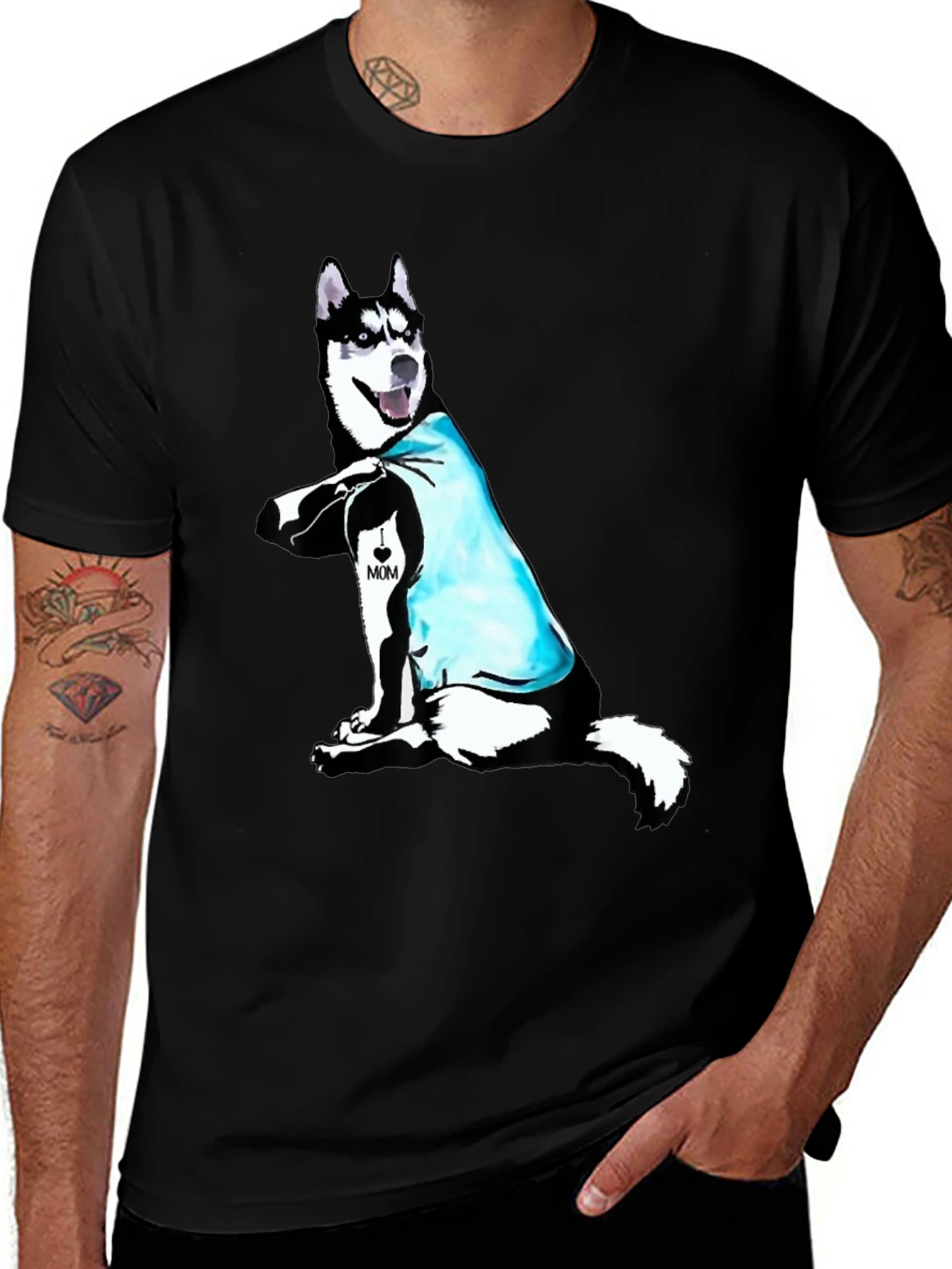 Variant 24 of Husky Dog Mom Tattoo T-Shirt