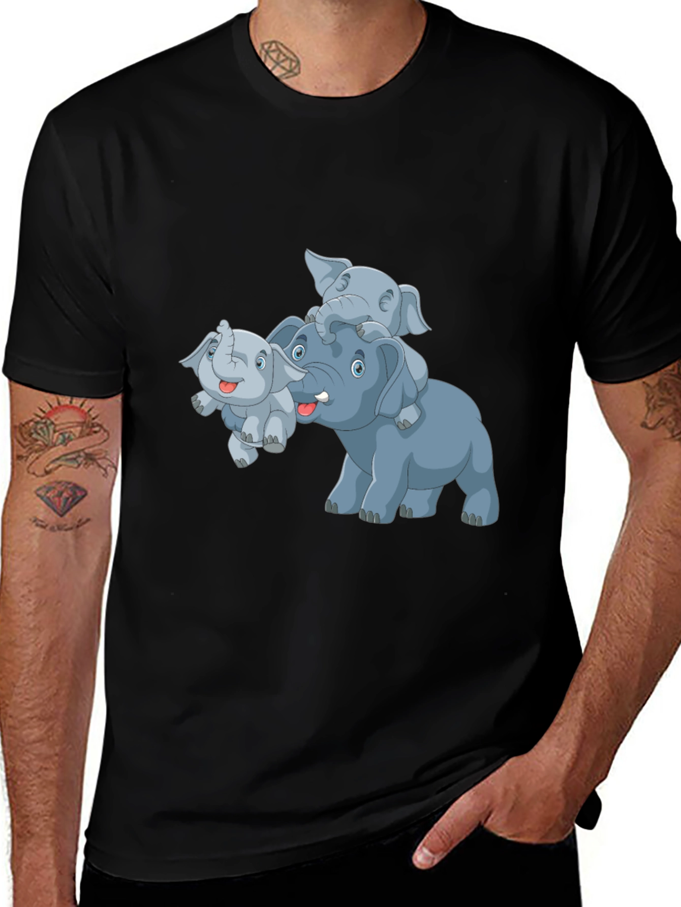 Variant 26 of Elephant Family Cartoon T-Shirt