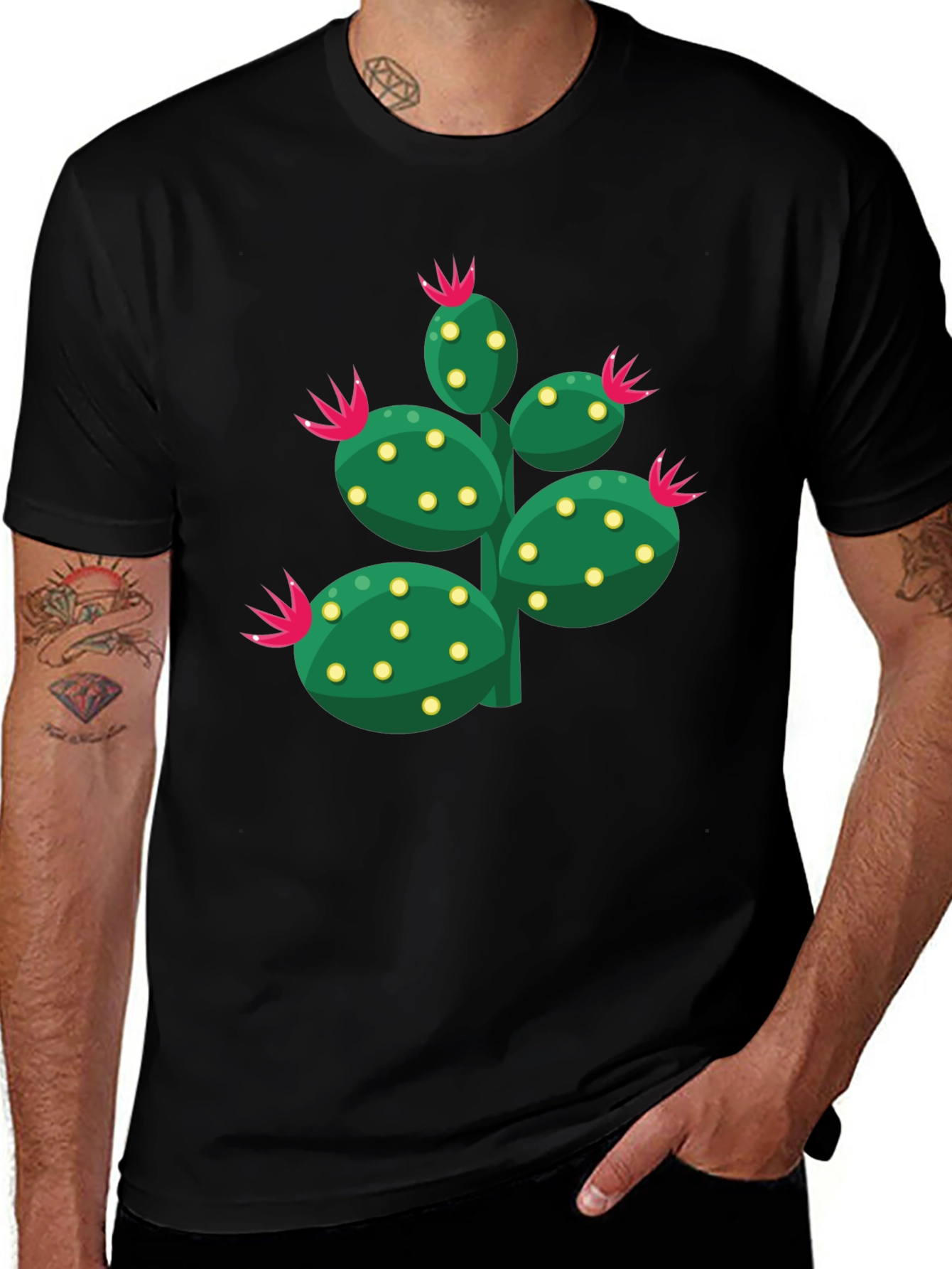 Variant 2 of Cactus Graphic Print Crew Neck T-Shirt