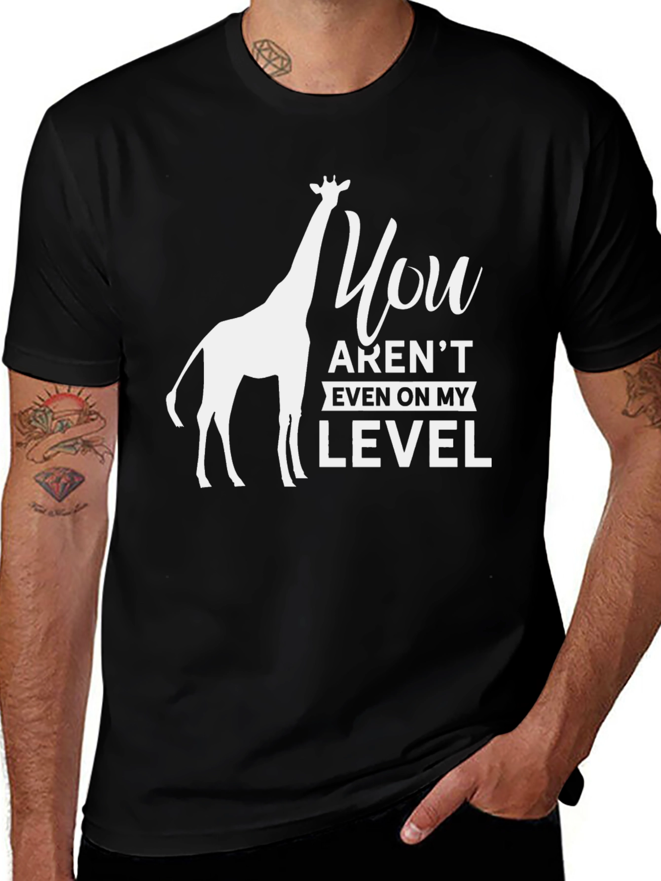 Variant 26 of Giraffe Level Up Graphic Tee - Black