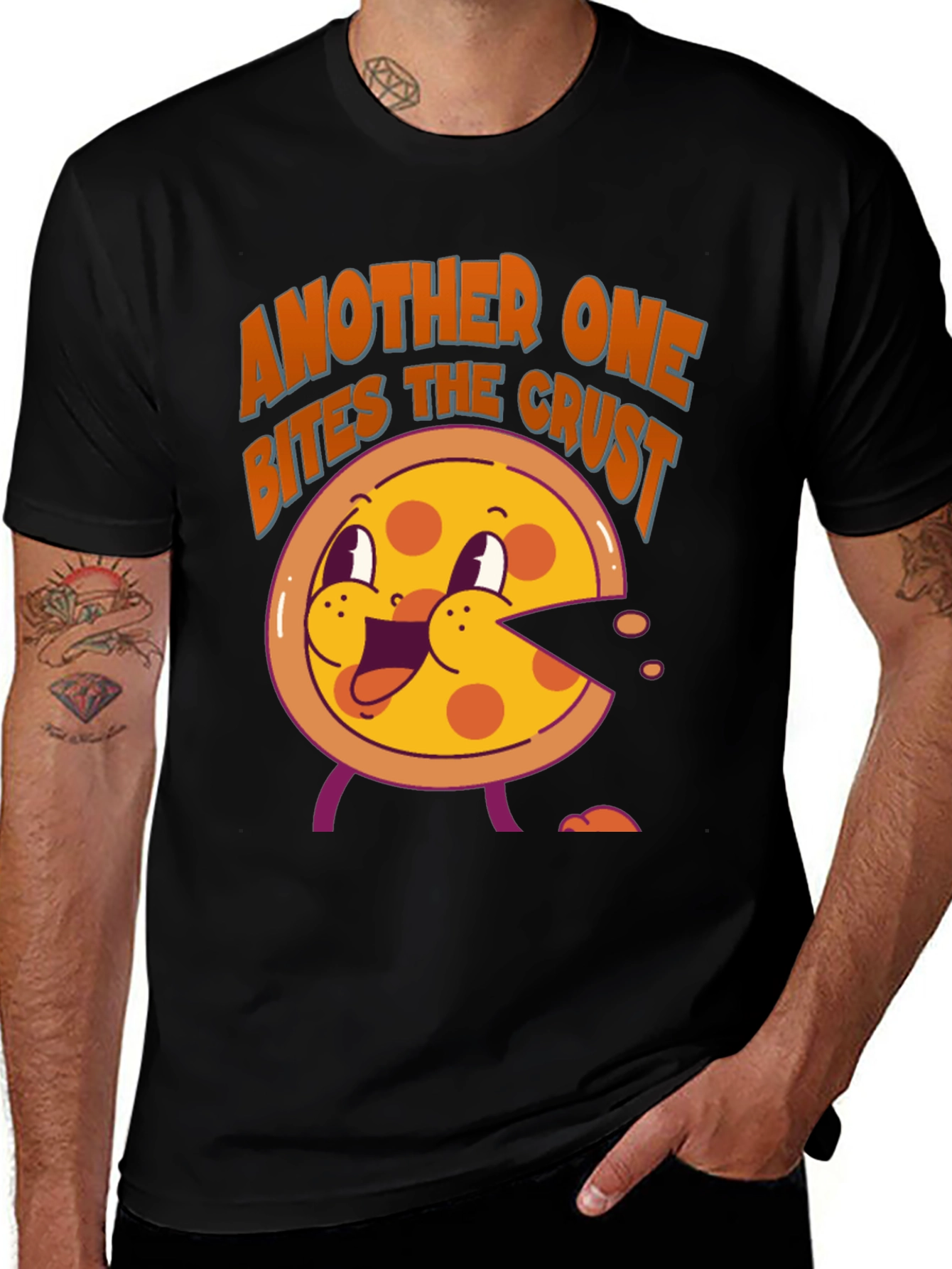 Funny Pizza Graphic T-Shirt - Bites the Crust