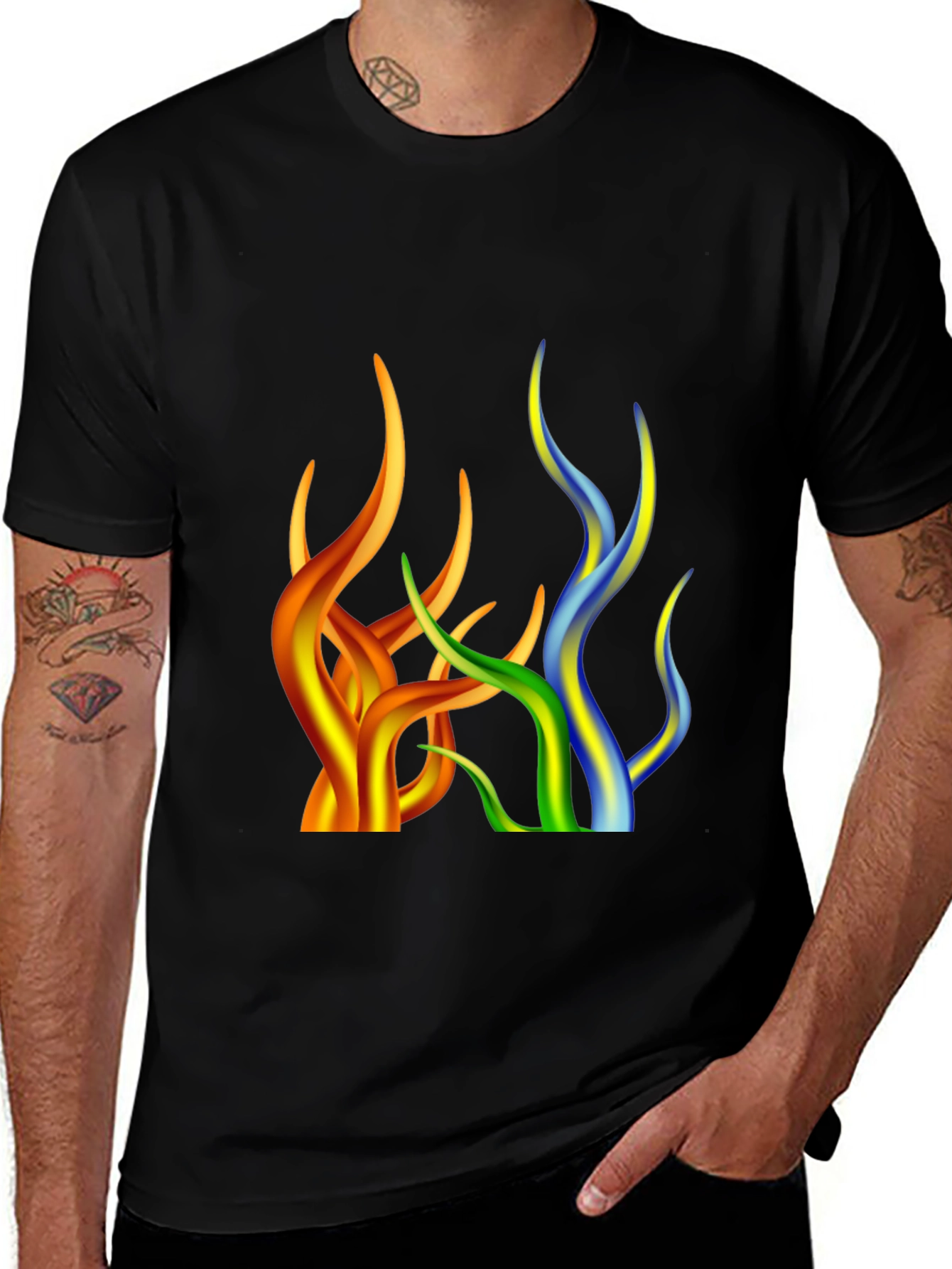 Variant 9 of Abstract Flame Design Black T-Shirt
