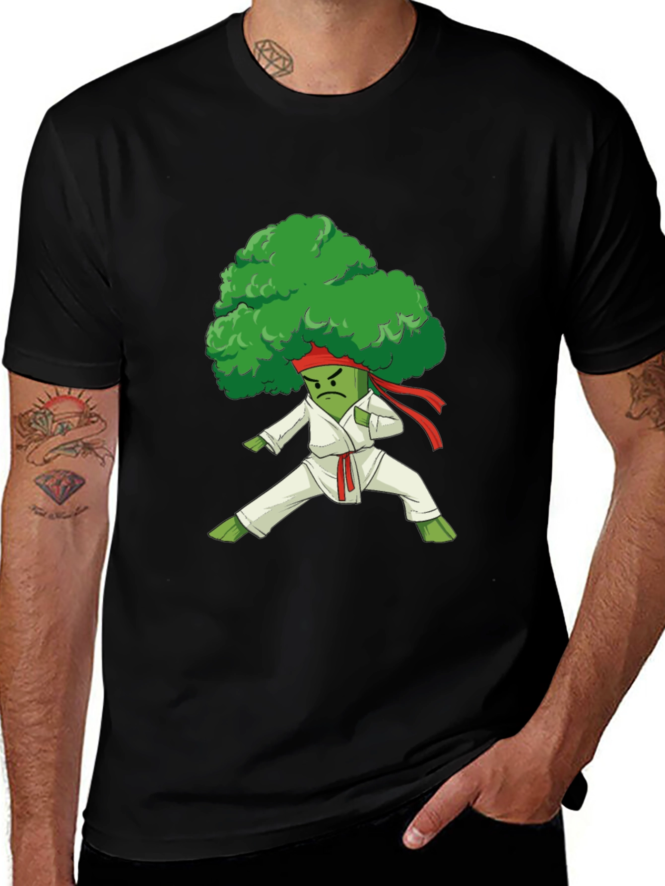 Broccoli Karate Kid T-Shirt - Funny Vegetable Tee