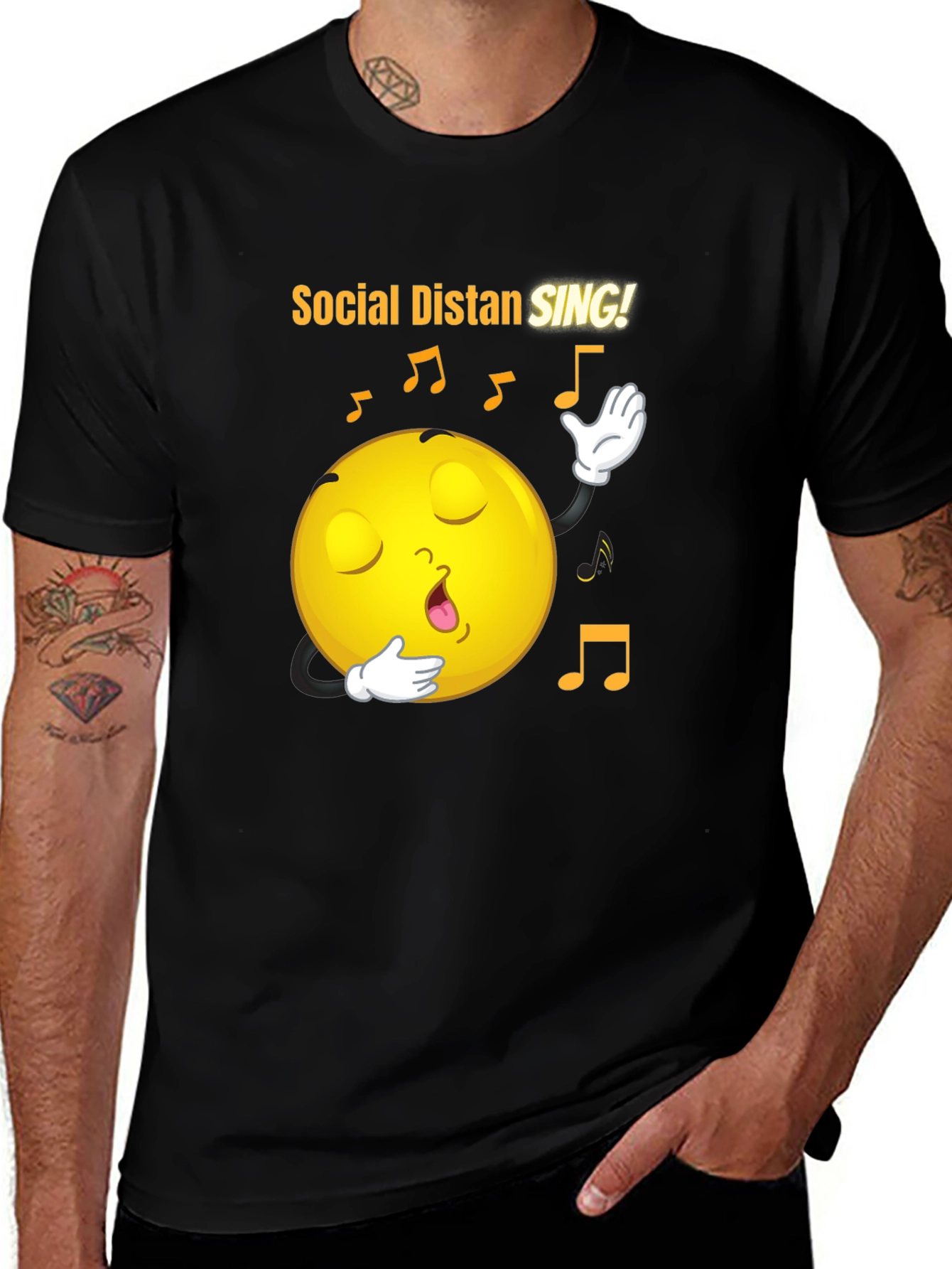 Variant 17 of Social Distance Sing Black T-Shirt