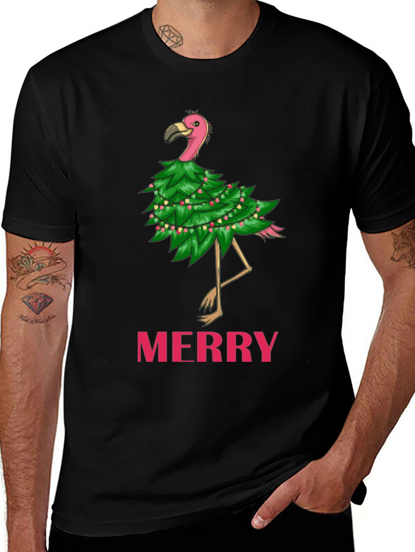 Variant 29 of Festive Flamingo Christmas Tee