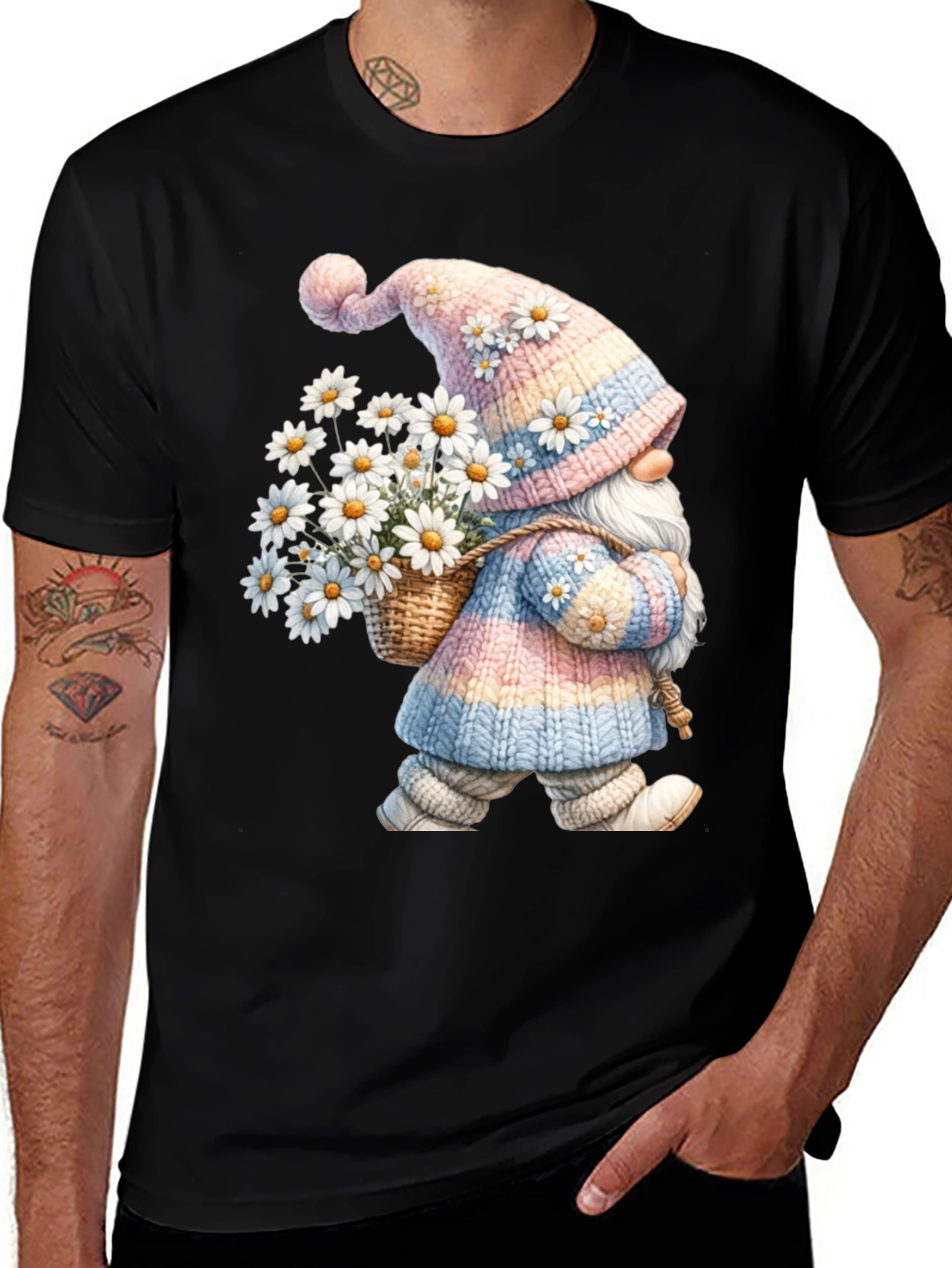 Variant 7 of Gnome with Daisies Graphic T-Shirt