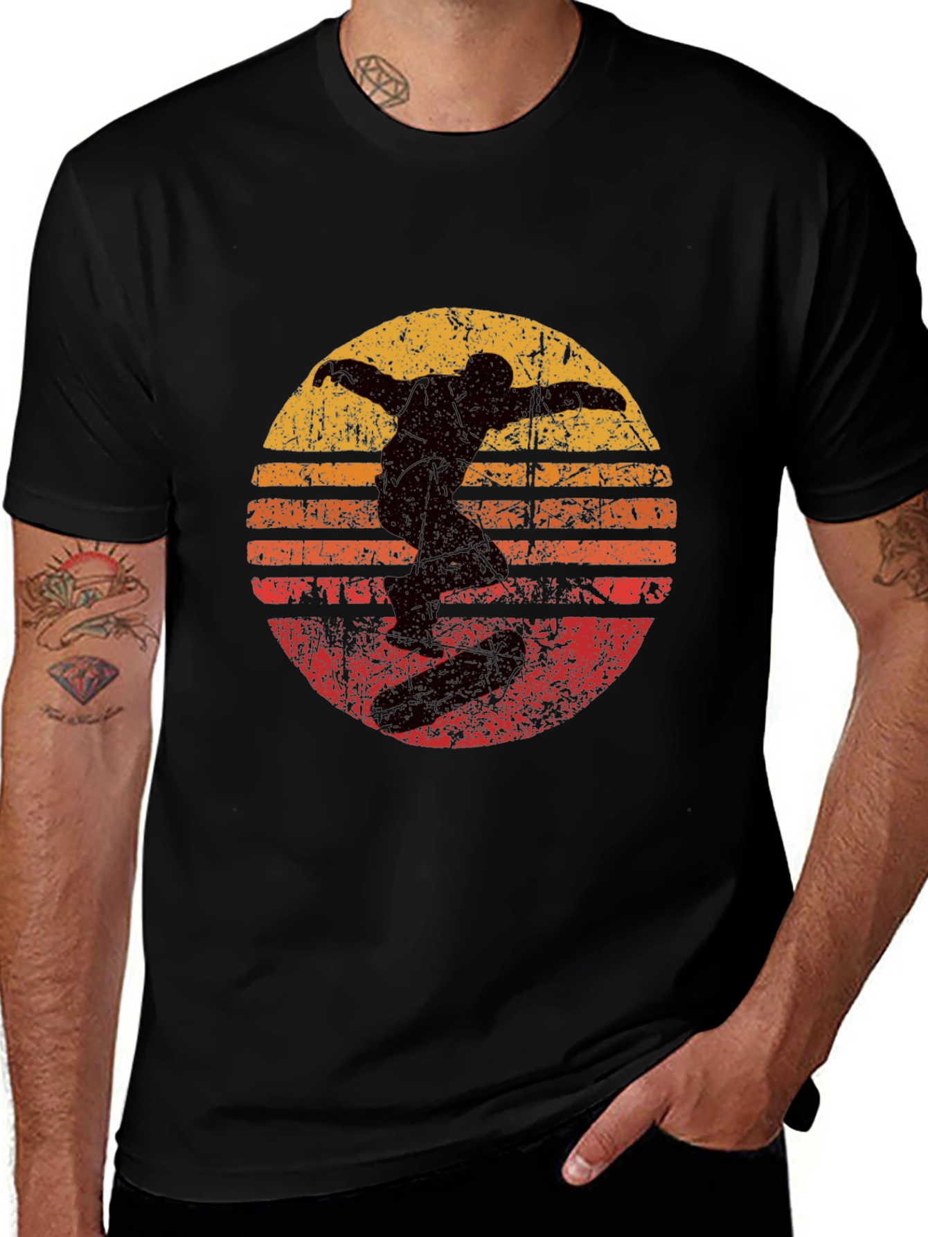 Variant 7 of Retro Skater Graphic Tee - Cool Vintage Sunset Design
