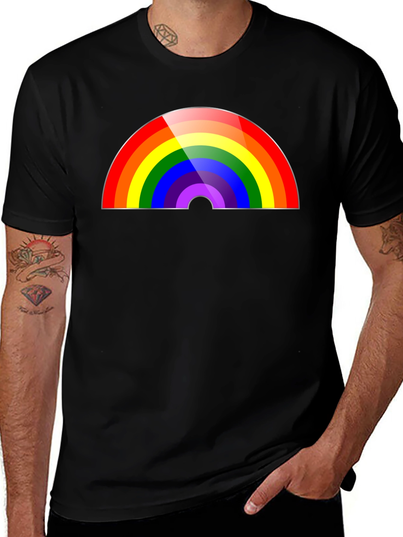 Variant 16 of Rainbow Graphic Print Black T-Shirt