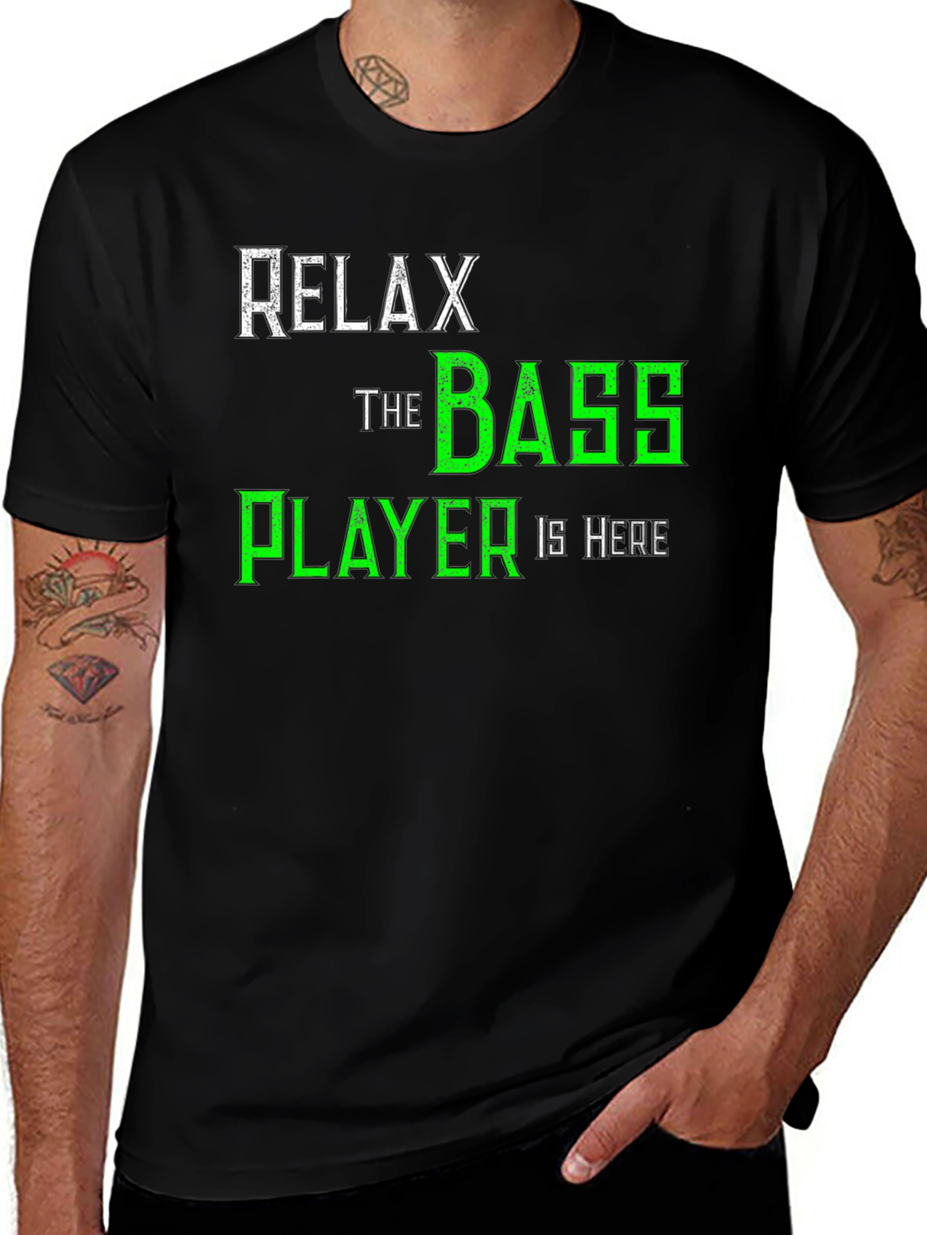 Variant 7 of Relax The Bass Player Is Here T-Shirt - Music Lover Tee