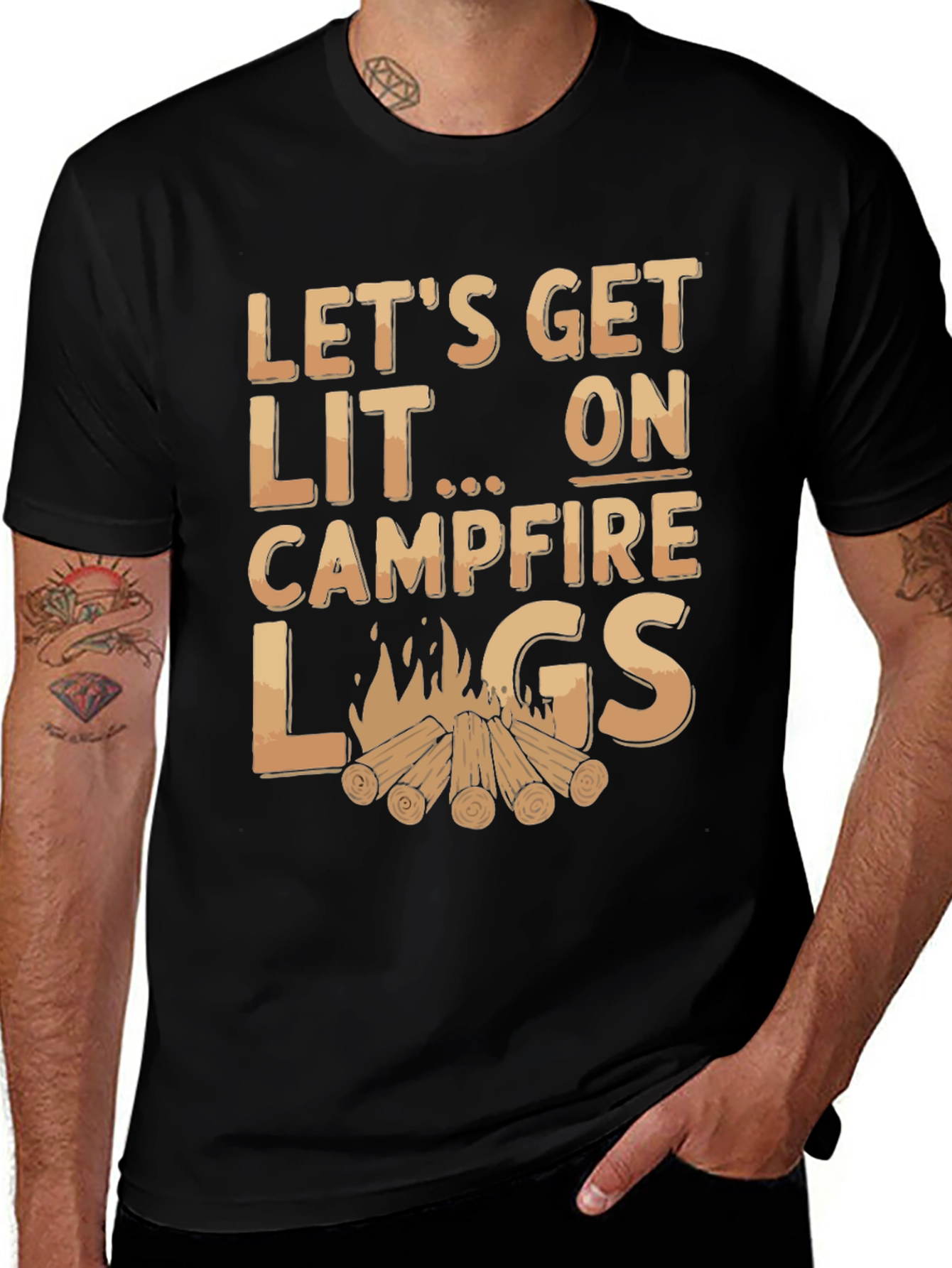 Variant 22 of Let's Get Lit Campfire Logs Graphic Tee