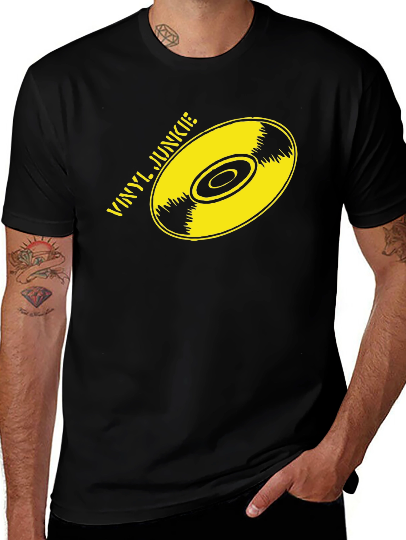 Variant 24 of Vinyl Junkie Black Graphic Tee