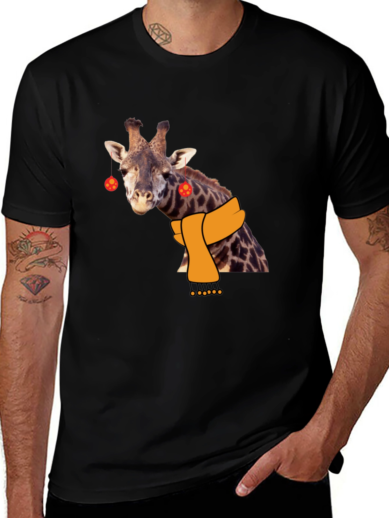 Variant 4 of Festive Giraffe T-Shirt - Holiday Style