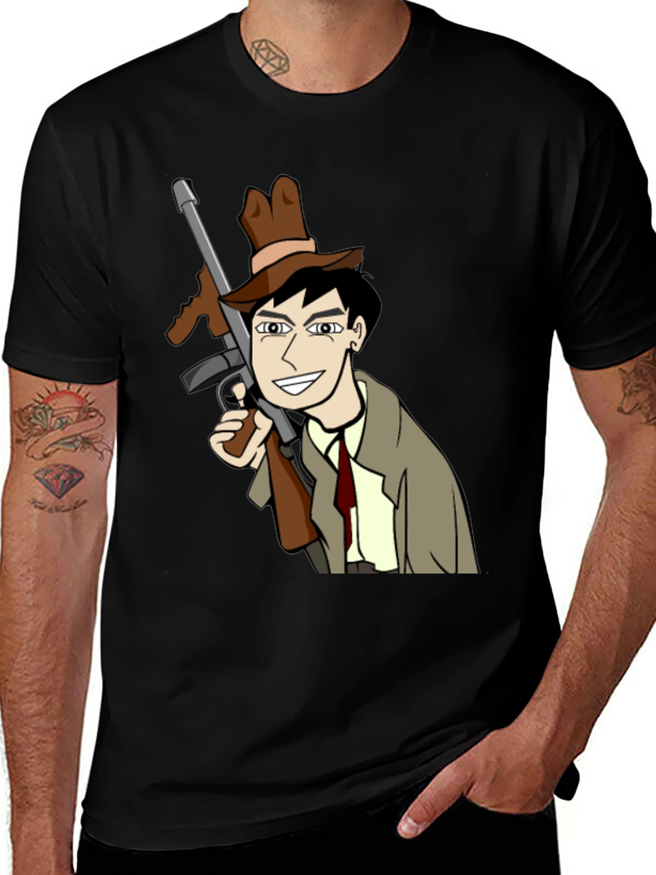 Variant 4 of Cartoon Gangster T-Shirt: Bold Style!