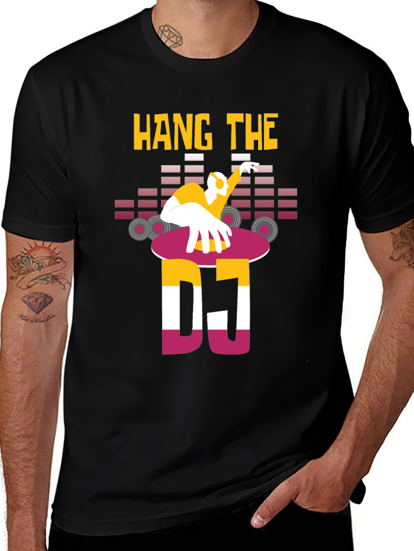 Variant 3 of Hang The DJ Graphic T-Shirt - Black Crew Neck Tee