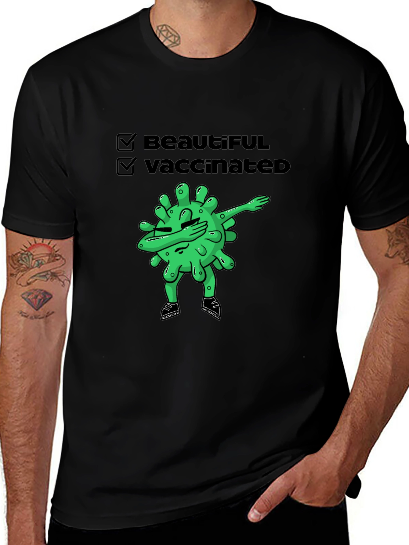Variant 2 of Beautiful & Vaccinated Cartoon Graphic T-Shirt
