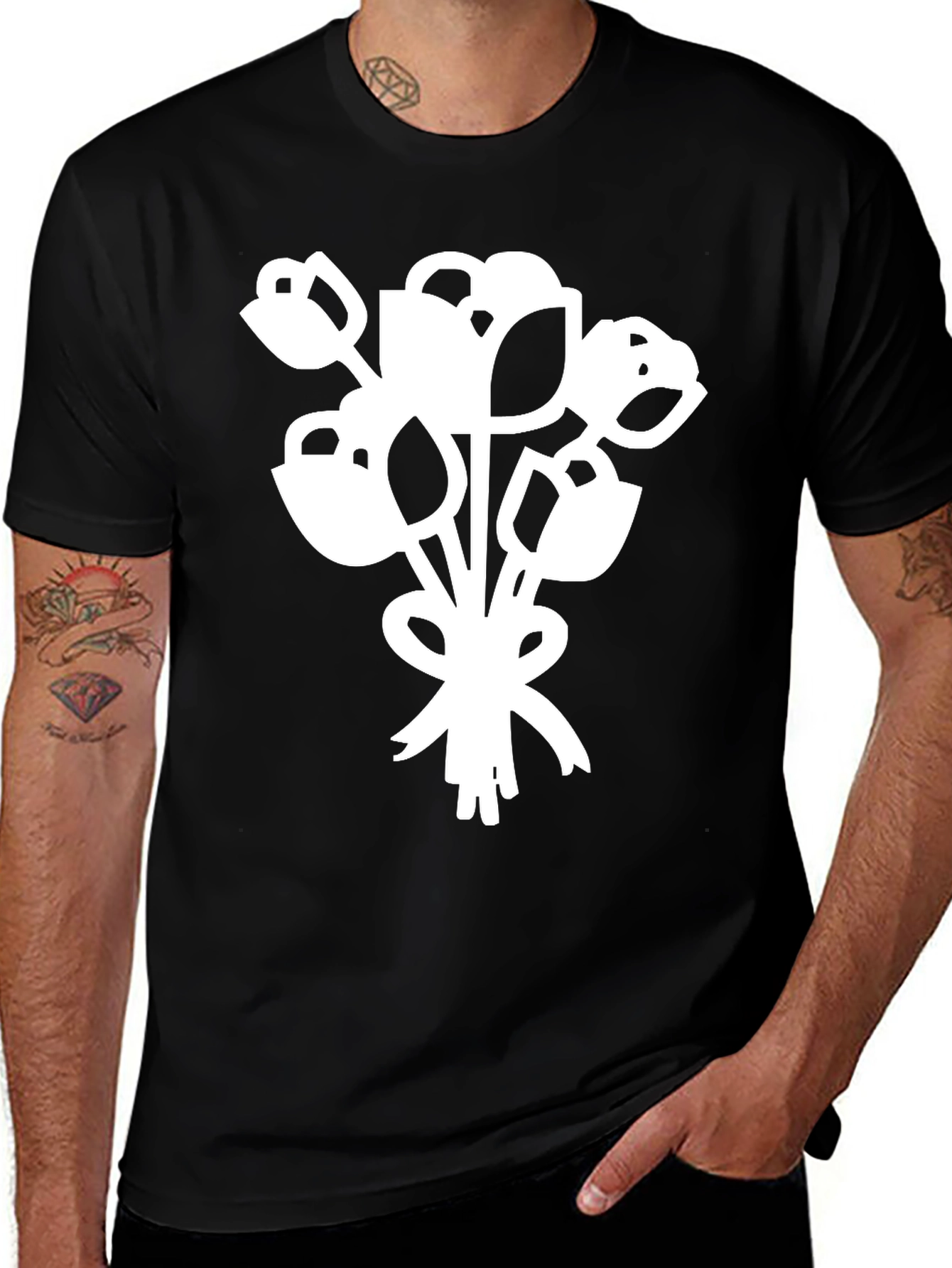Black Floral Bouquet Graphic Tee - Black main image