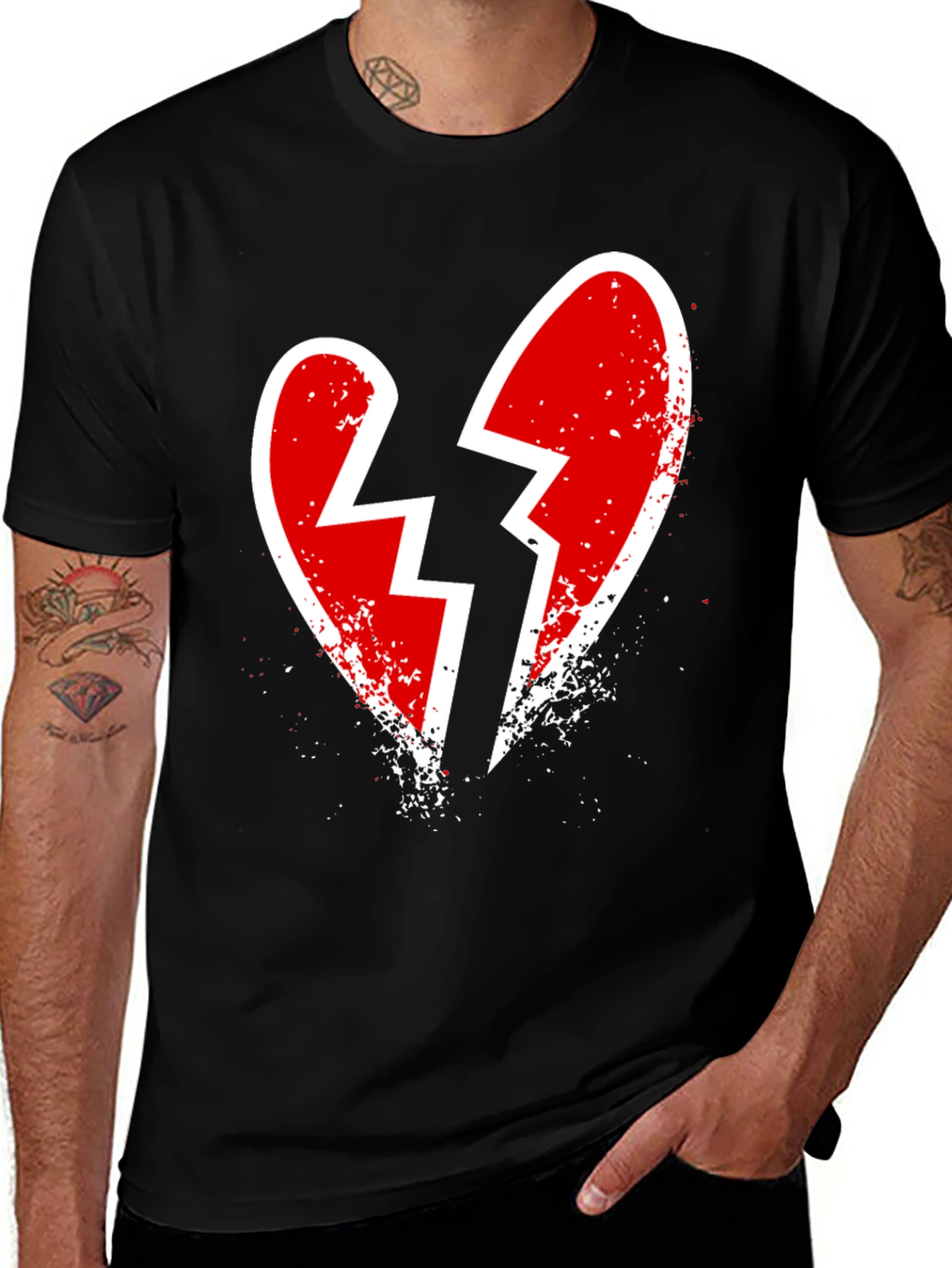 Variant 27 of Broken Heart Graphic Tee - Edgy Casual Style
