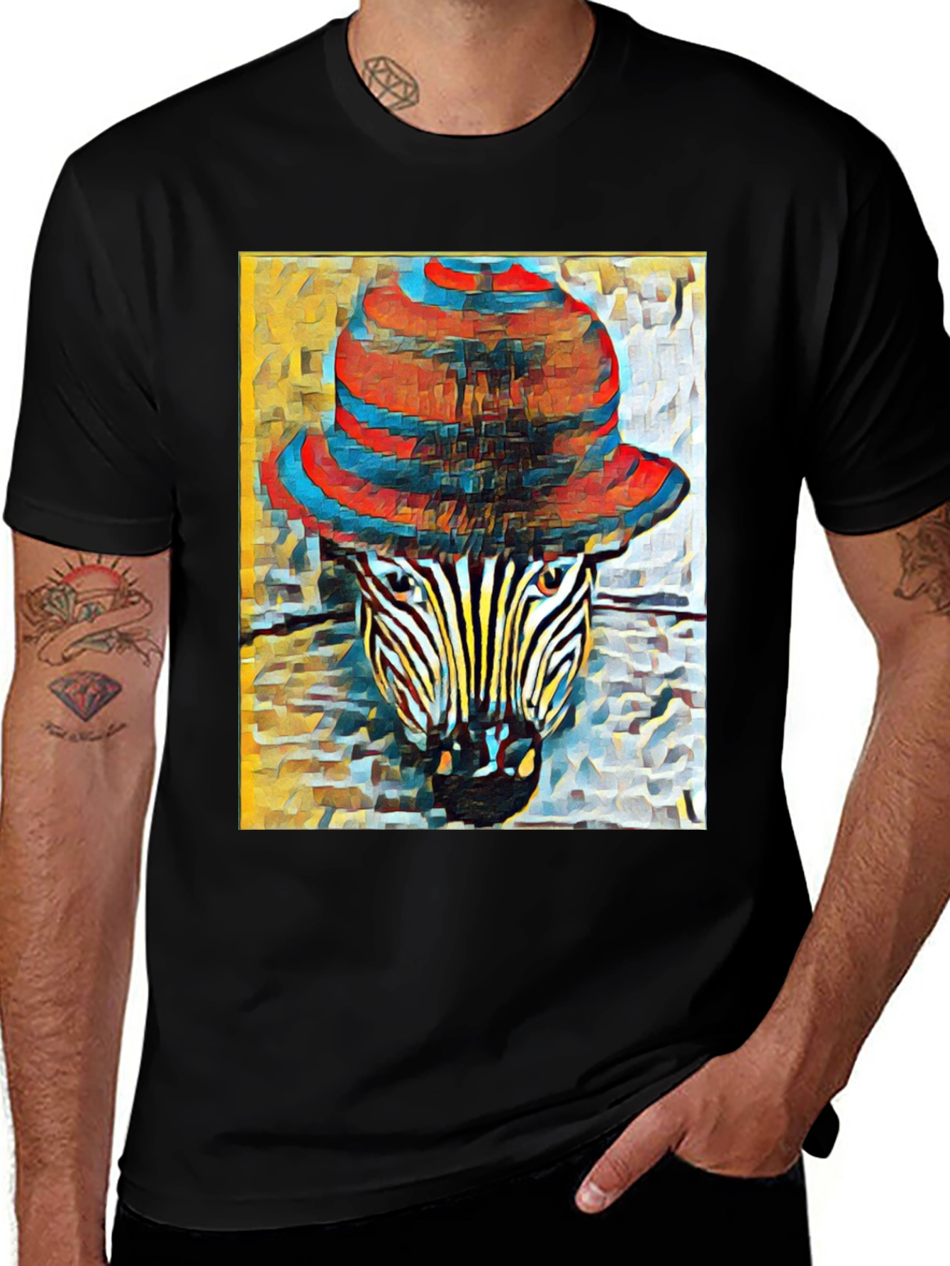 Variant 27 of Zebra in Hat Graphic T-Shirt