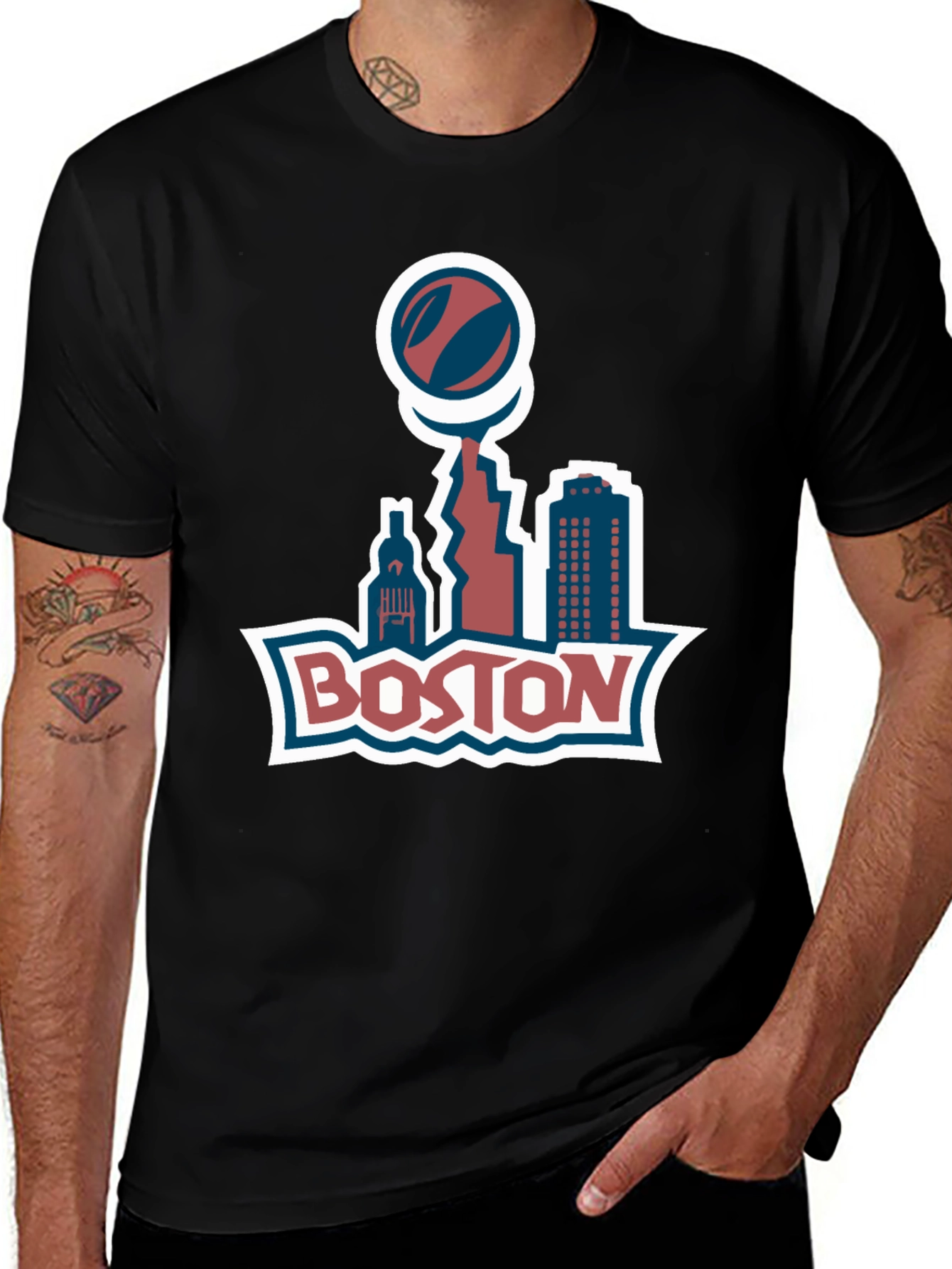 Boston Skyline Graphic T-Shirt - Black