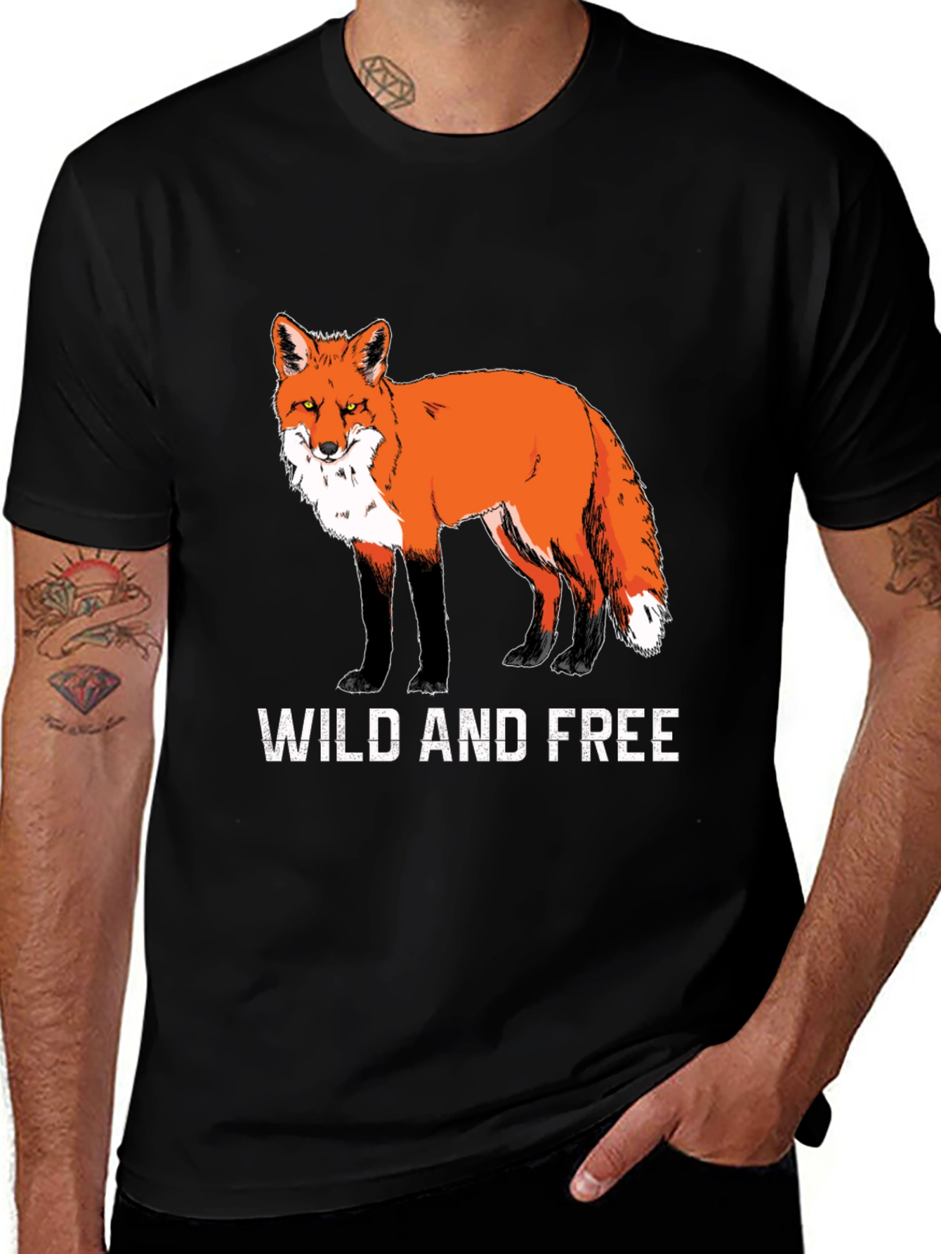 Variant 26 of Wild and Free Fox Graphic Tee - Black