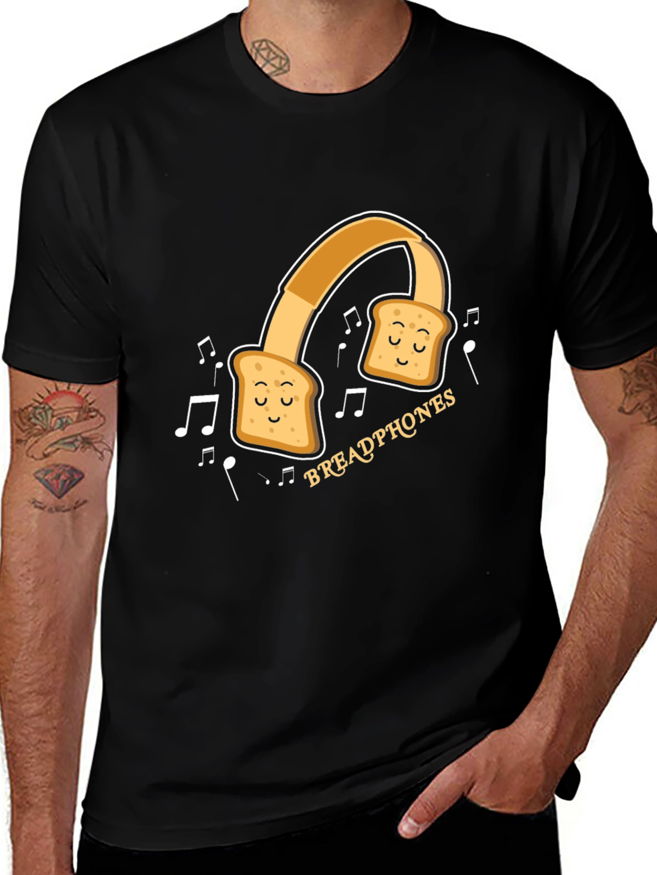 Variant 21 of Breadphones Graphic T-Shirt: Music & Humor in Style