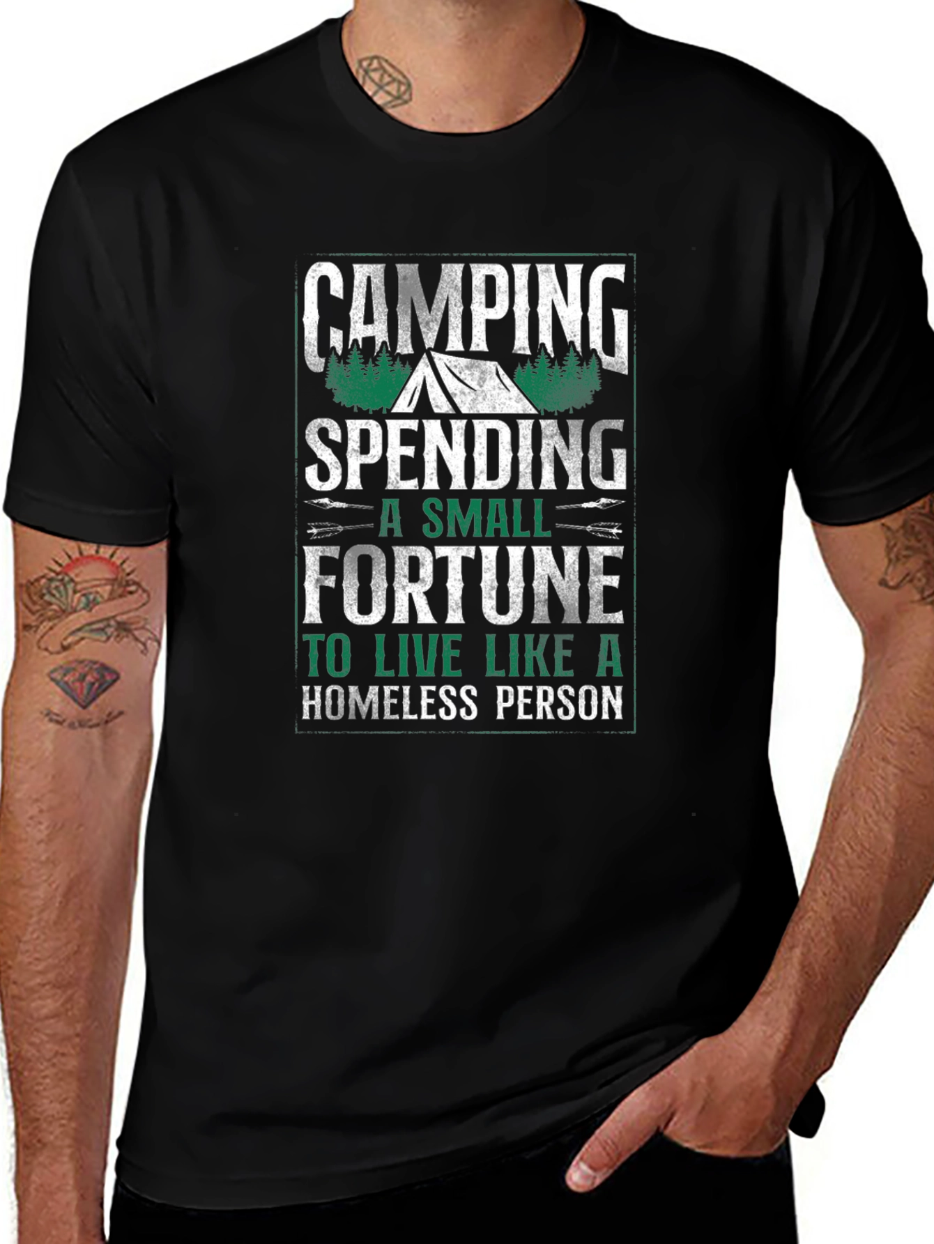 Variant 6 of Camping Fortune T-Shirt - Live Like a Homeless Person