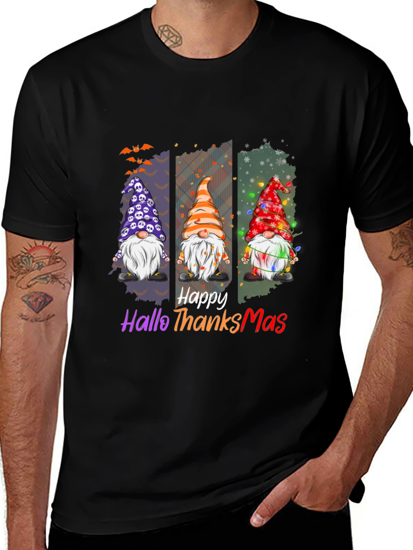 Variant 23 of Happy Hallothanksmas T-Shirt Holiday Gnomes